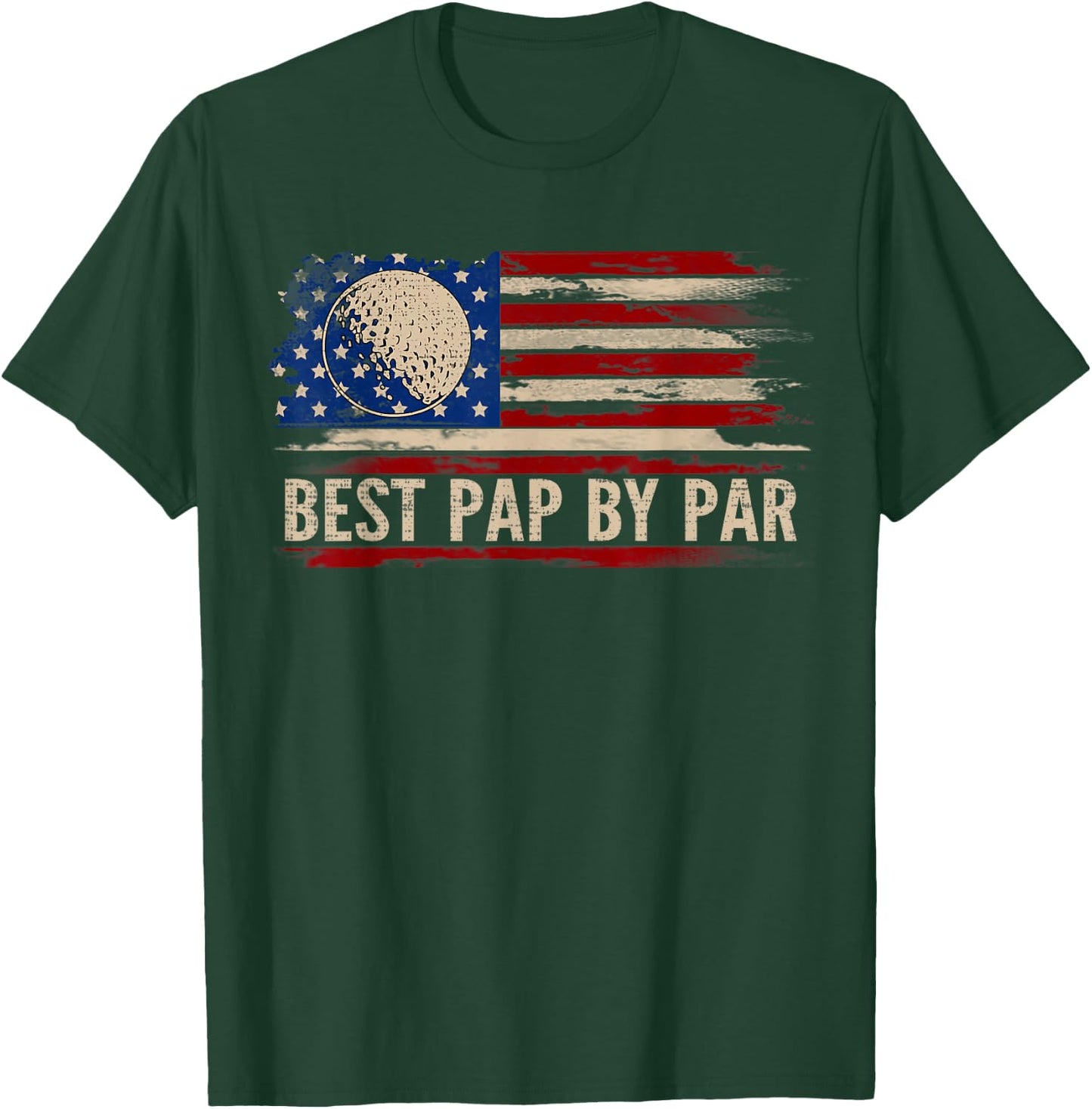 Vintage Best Pap By Par American Flag Golf/Golfer Gift Kids Men T-Shirt - T-Shirt | Forest