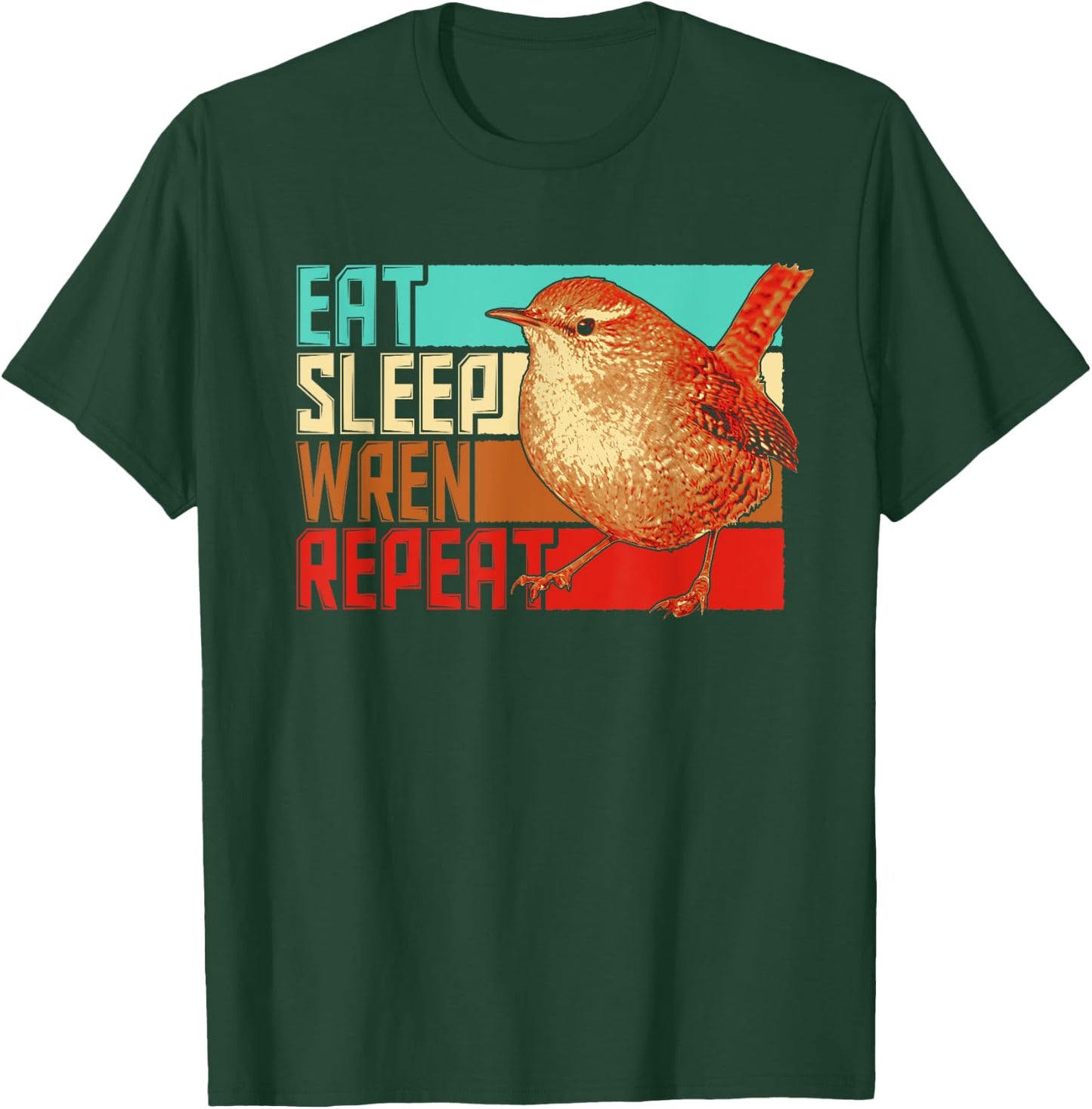 Vintage Eat Sleep Repeat Wren T-Shirt - T-Shirt | Forest