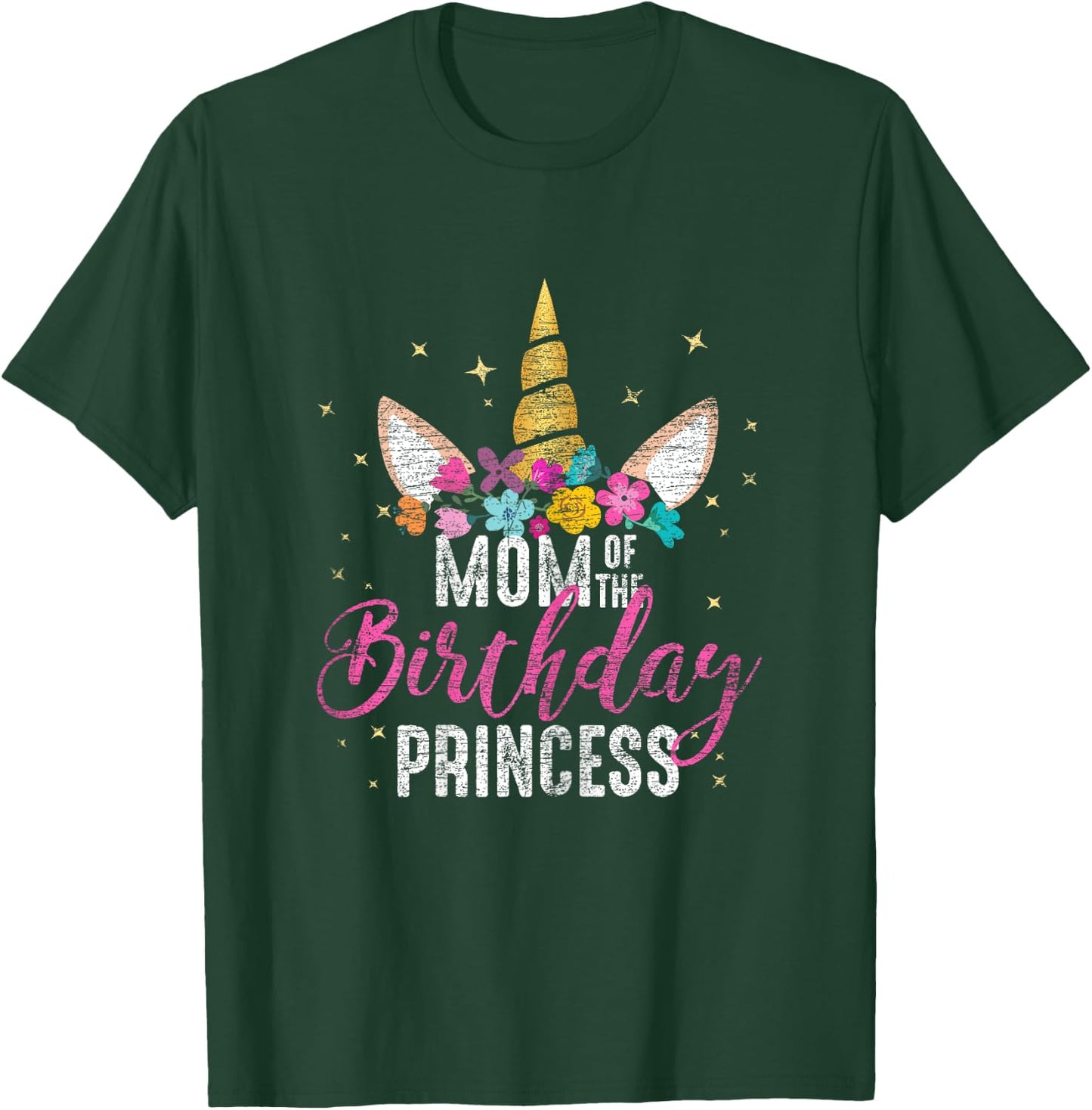 Mom Of The Birthday Princess Mother Gifts Unicorn Birthday T-Shirt - T-Shirt | Forest