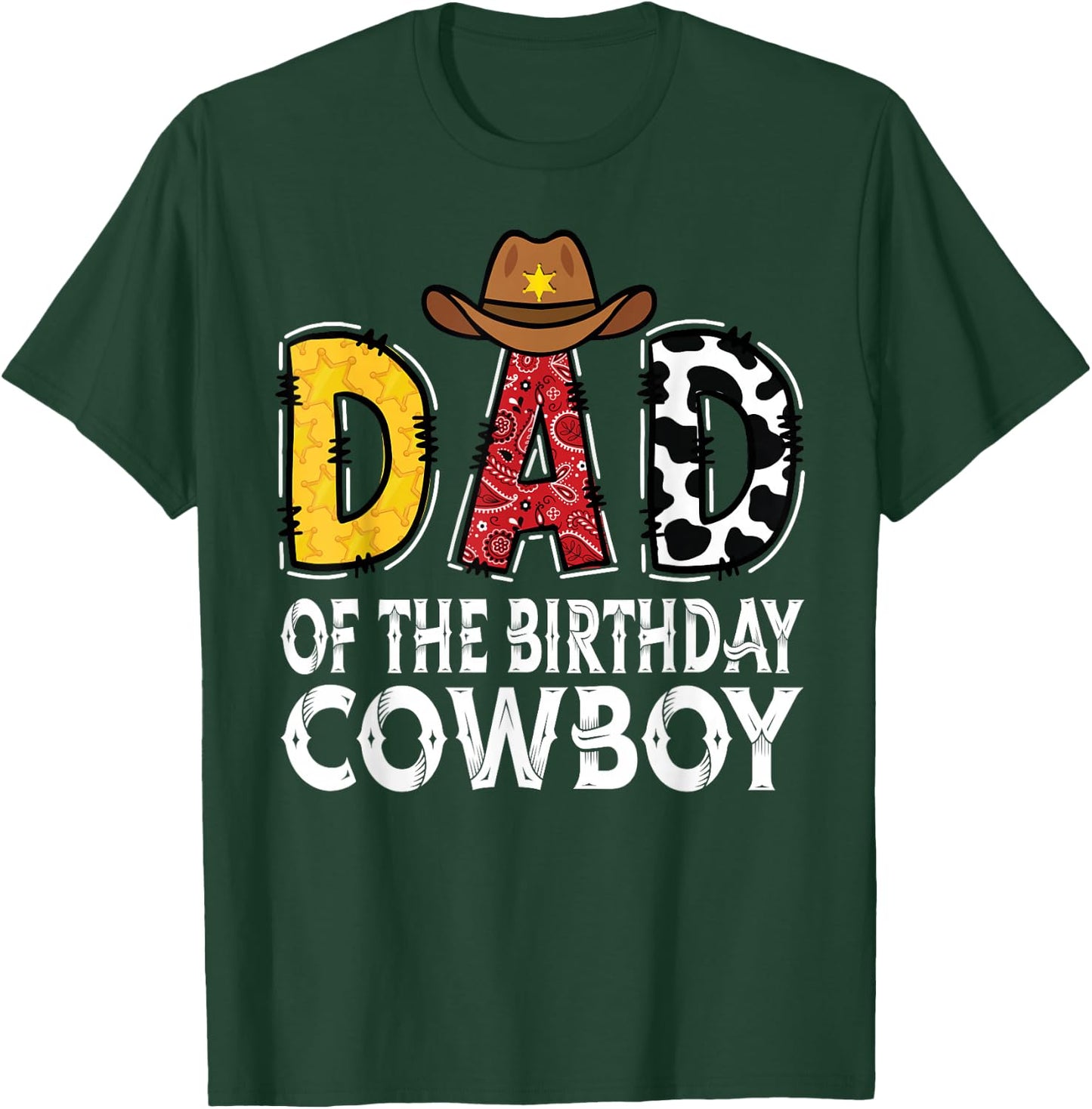 Dad 1st Birthday Cowboy Western Dad Birthday Boy T-Shirt - T-Shirt | Forest