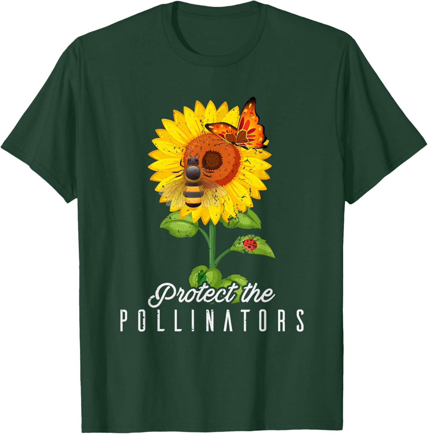 Cool Protect Pollinators Save the bees Sunflower T- shirt T-Shirt - T-Shirt | Forest