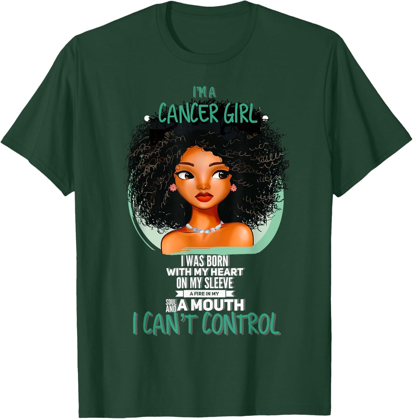 Cancer Zodiac Sign Shirts for Afro American Girls and Women T-Shirt - T-Shirt | Forest