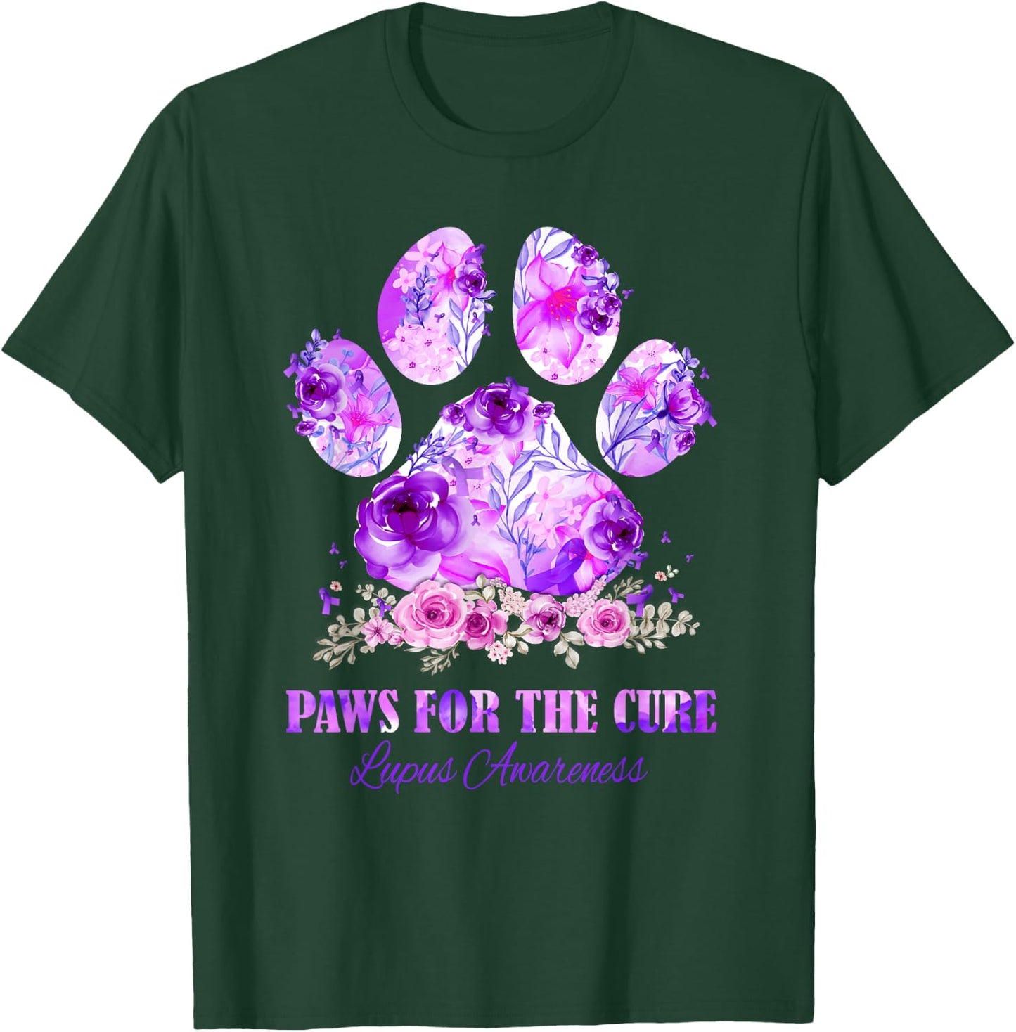 Dog Print Paws For The Cure Lupus Awareness Month Women T-Shirt - T-Shirt | Forest