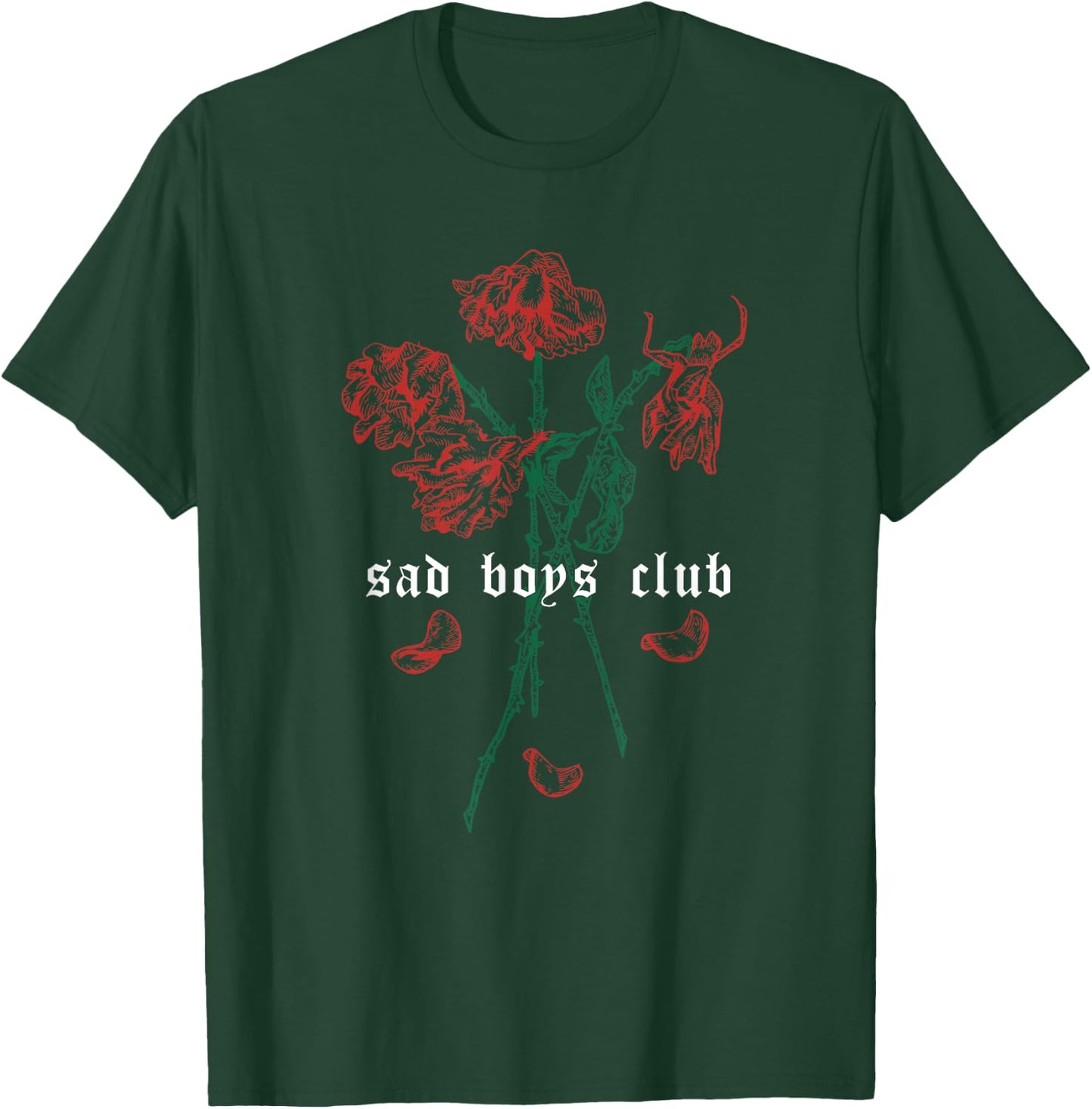 Sad Boys Club Red Roses Aesthetic Soft Grunge Punk Goth eBoy T-Shirt - T-Shirt | Forest