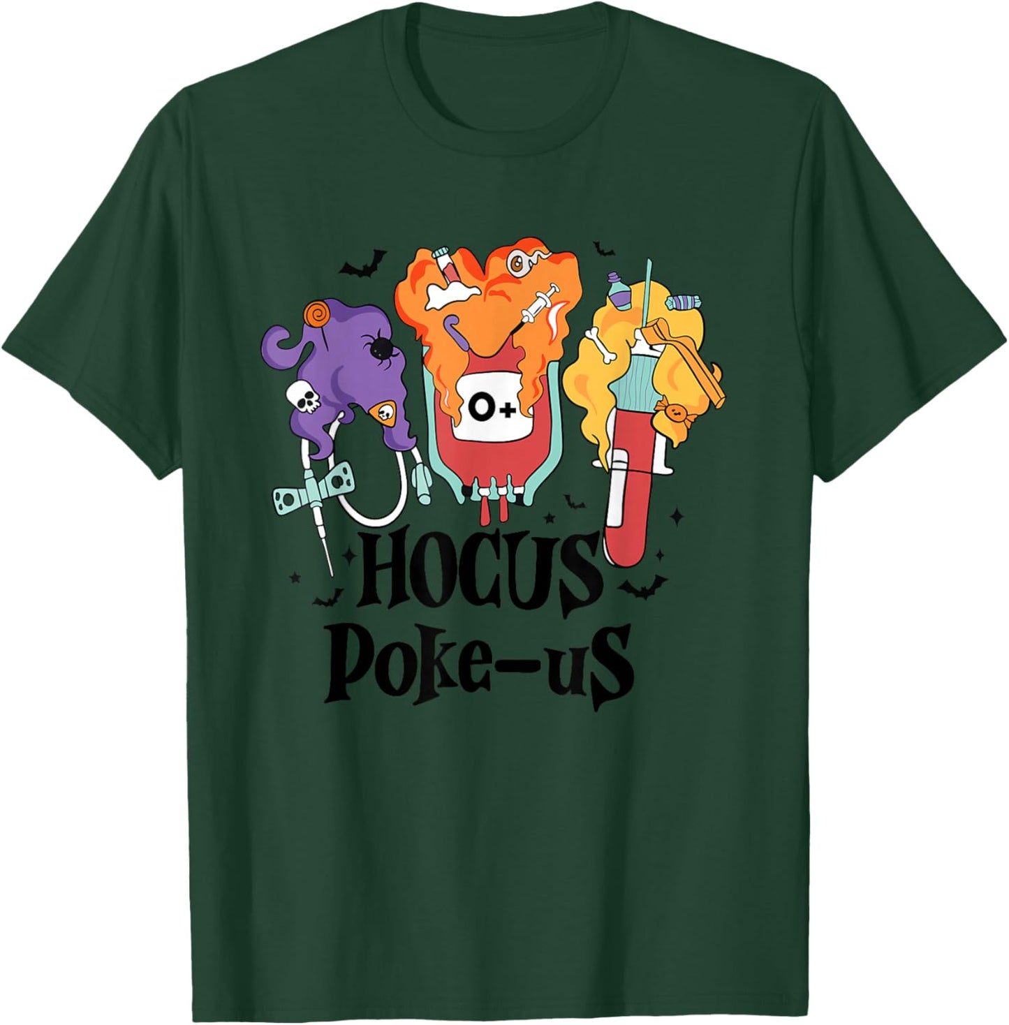 Phlebotomist Medical Lab Tech Nurse Halloween Spooky Health T-Shirt - T-Shirt | Forest