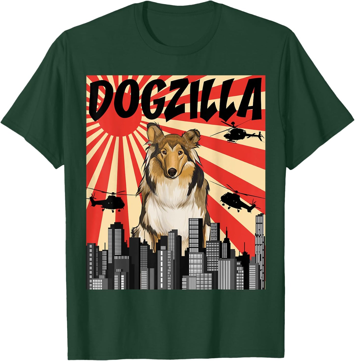 Funny Retro Japanese Dogzilla Collie T-Shirt - T-Shirt | Forest