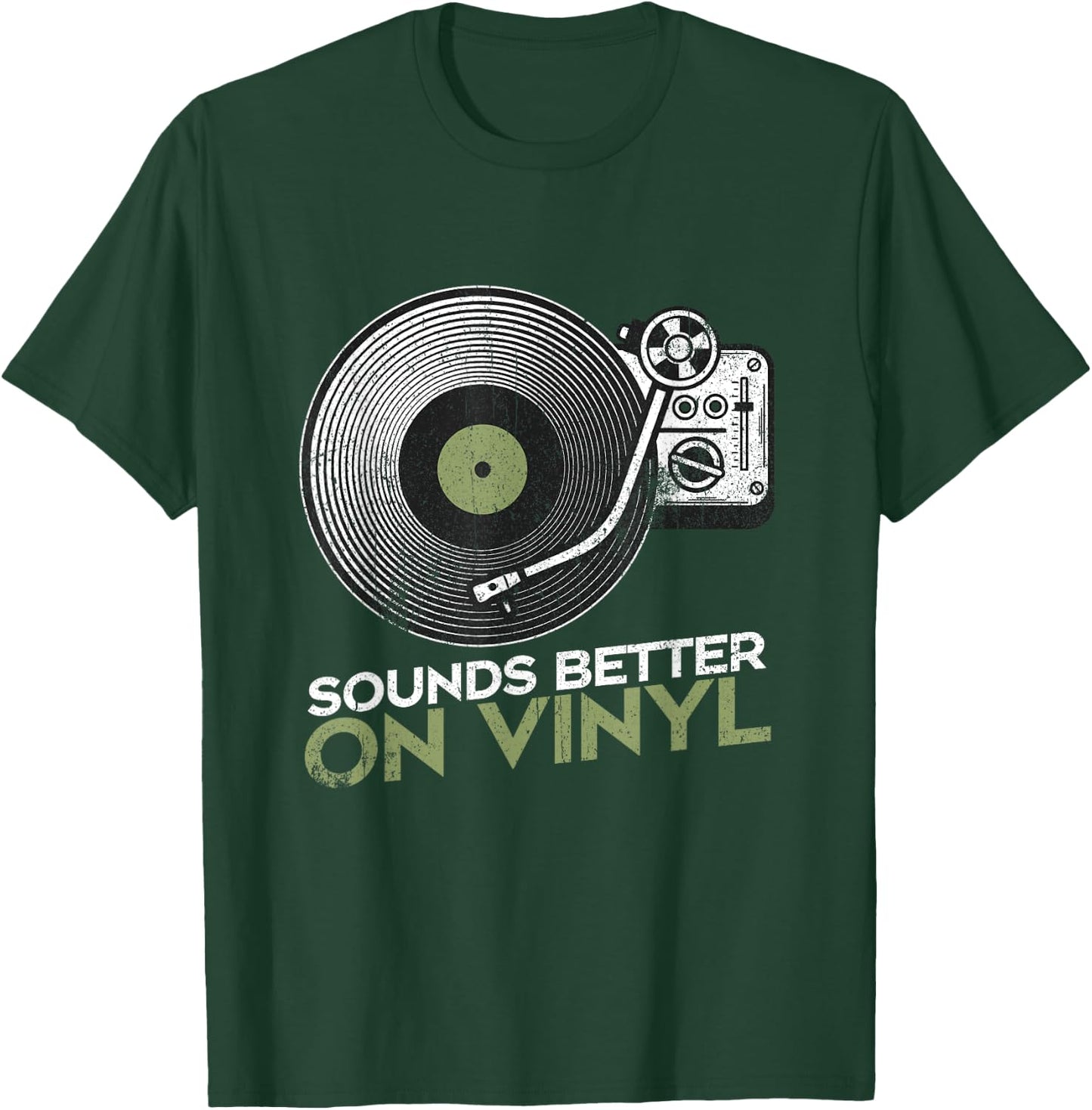 Sounds Better On Vinyl Retro Vinyl Record Player Turntable T-Shirt - T-Shirt | Forest
