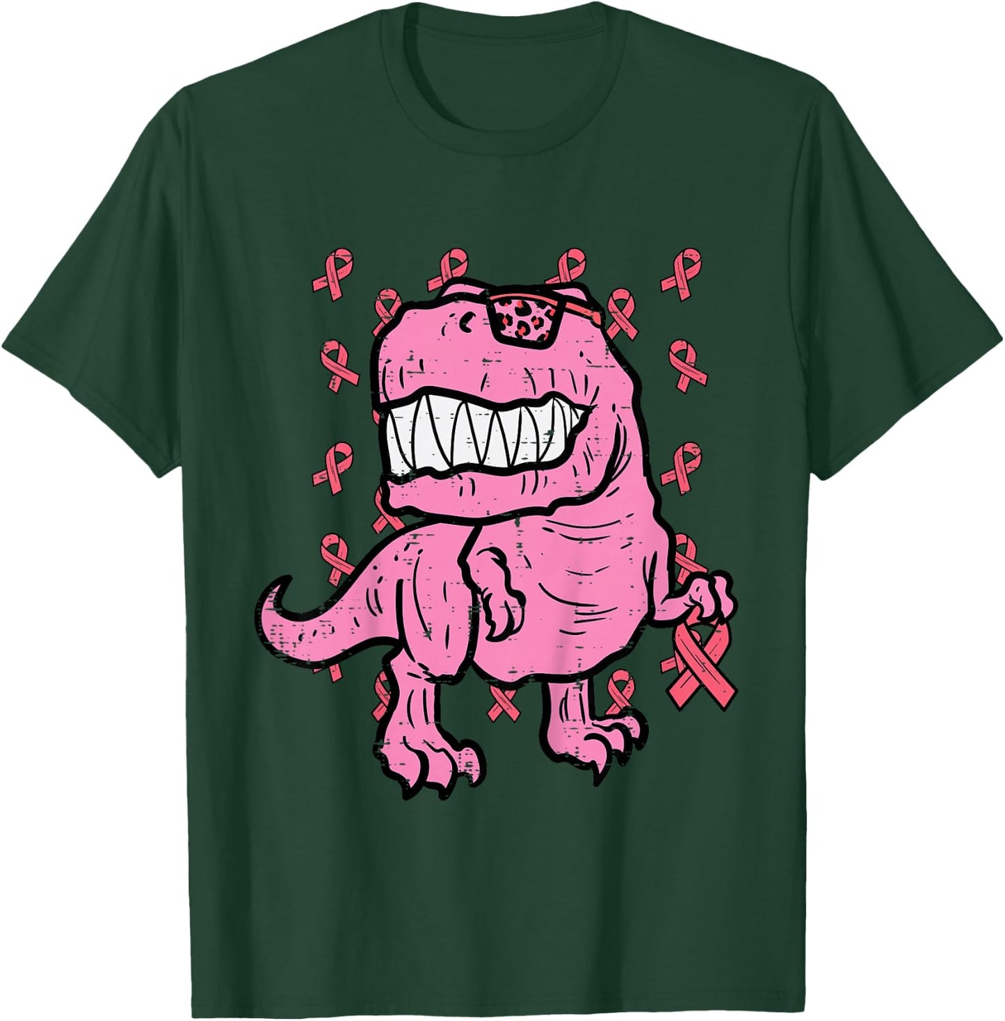 Breast Cancer Awareness Dino Trex Boys Kids Toddler Youth T-Shirt - T-Shirt | Forest