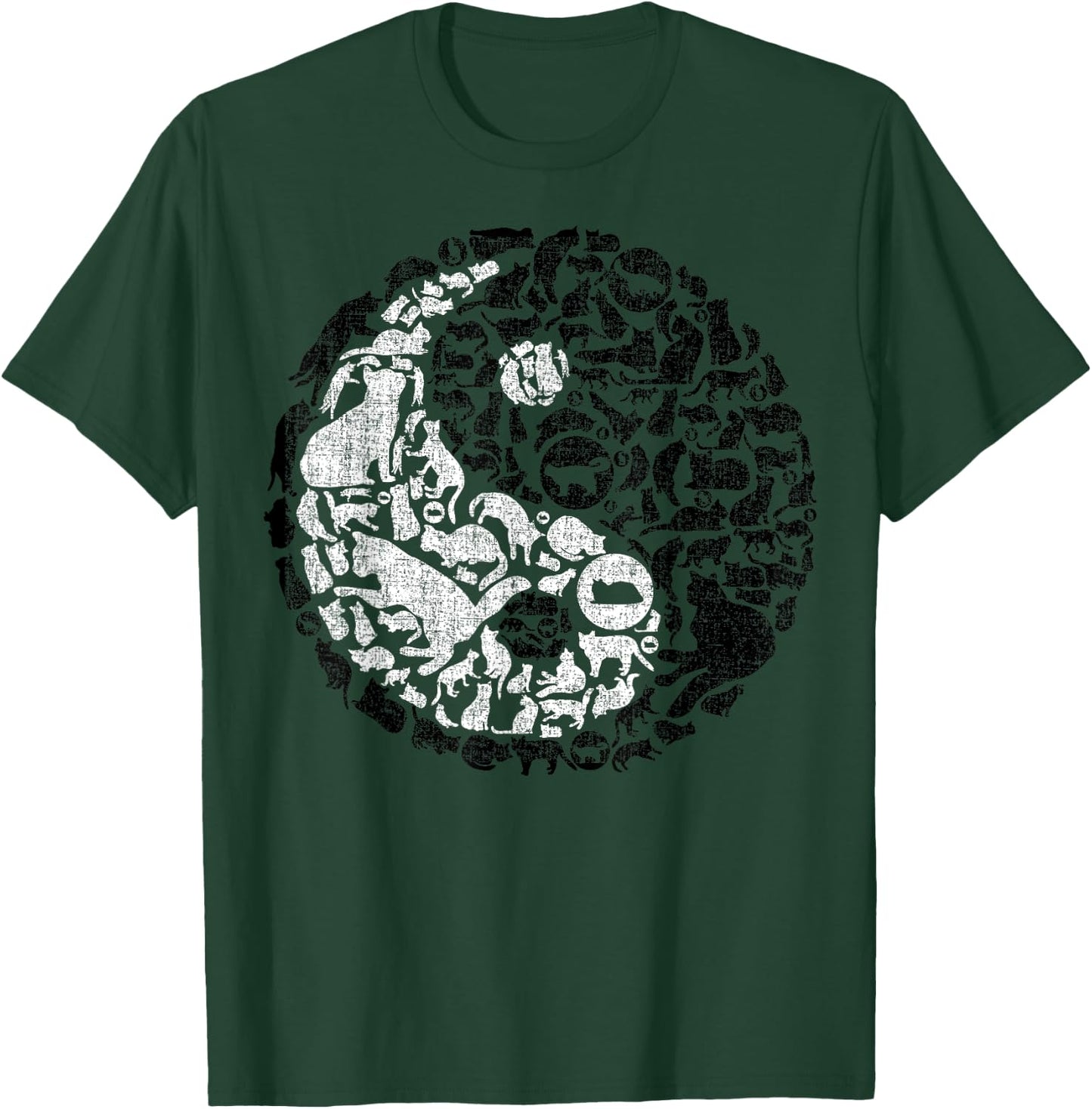 Yin Yang Symbol Pilates Yoga Cat Cats Kitten Lover T-Shirt - T-Shirt | Forest