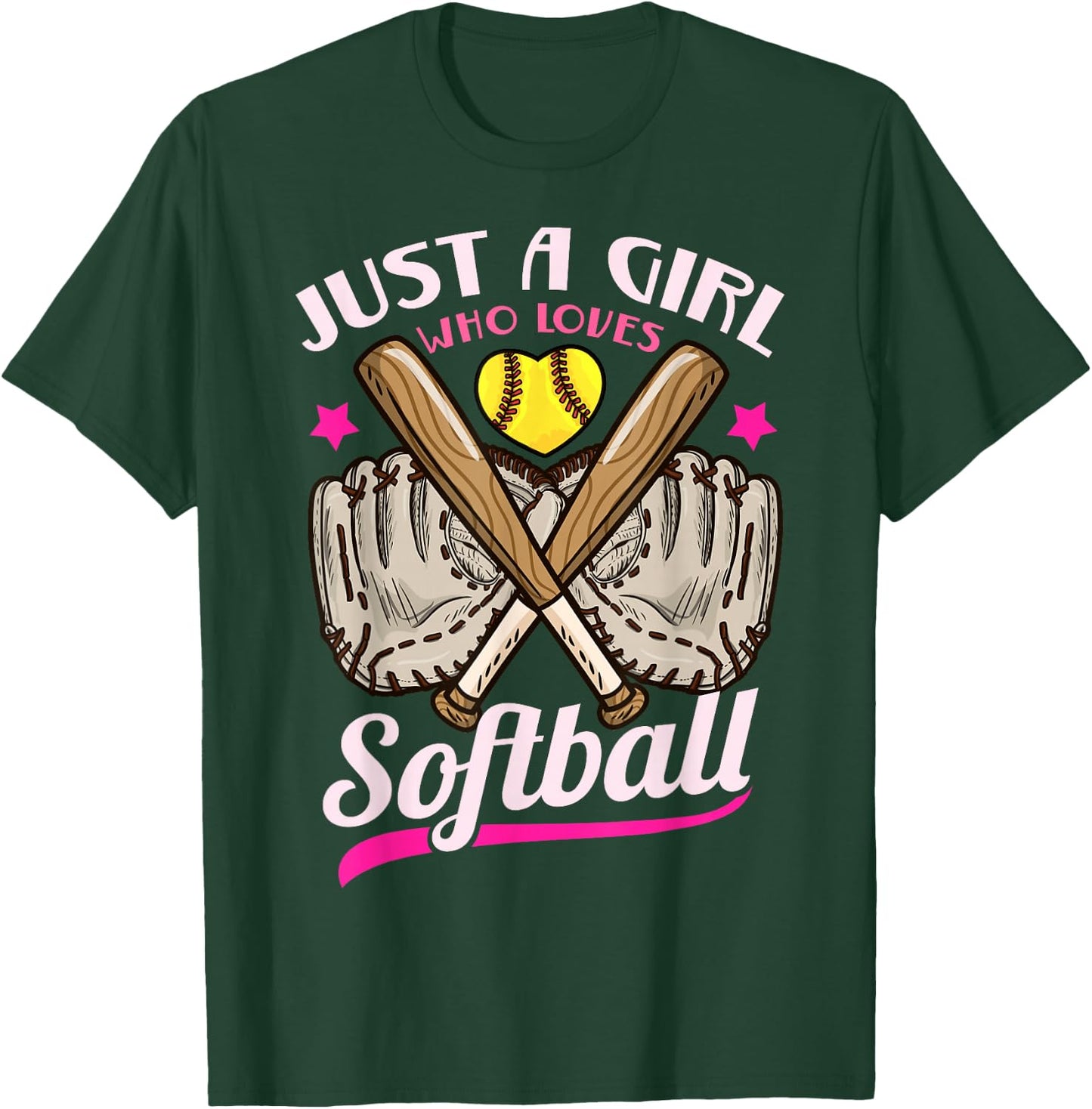 Softball Just a Girl Who Loves Softball Softball Player T-Shirt - T-Shirt | Forest