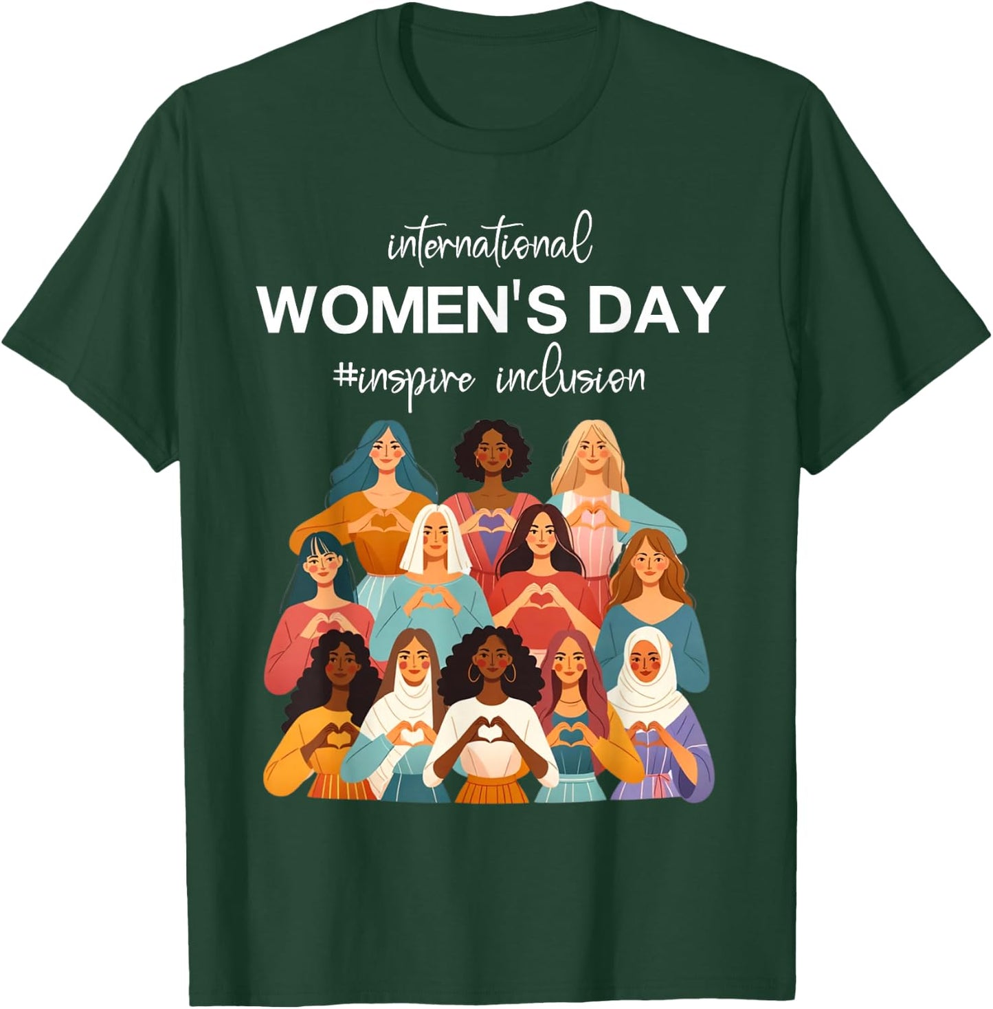 8th March Happy International Women's Day Inspire Inclusion T-Shirt - T-Shirt | Forest