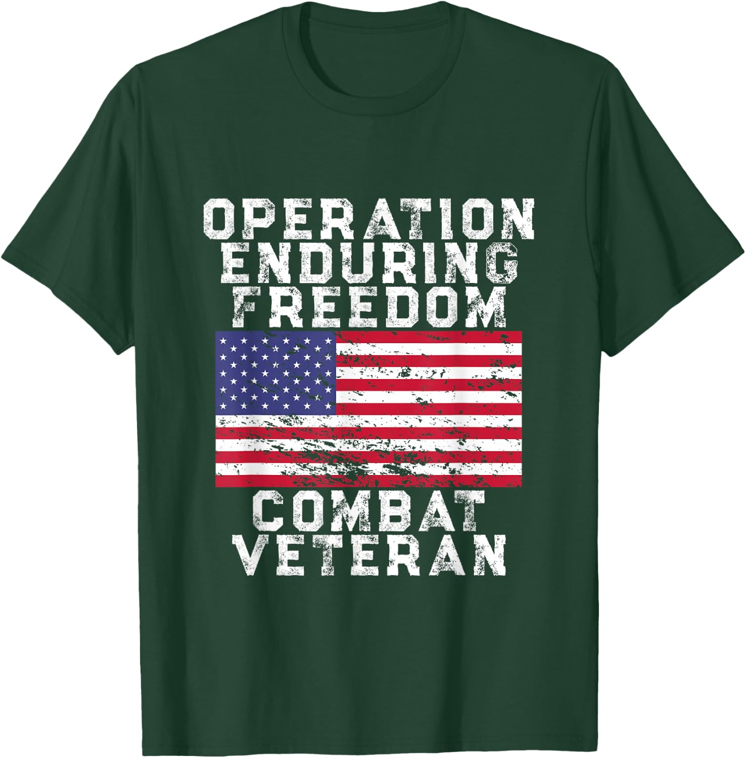 Operation Enduring Freedom Combat Veteran - Vintage US Flag T-Shirt - T-Shirt | Forest