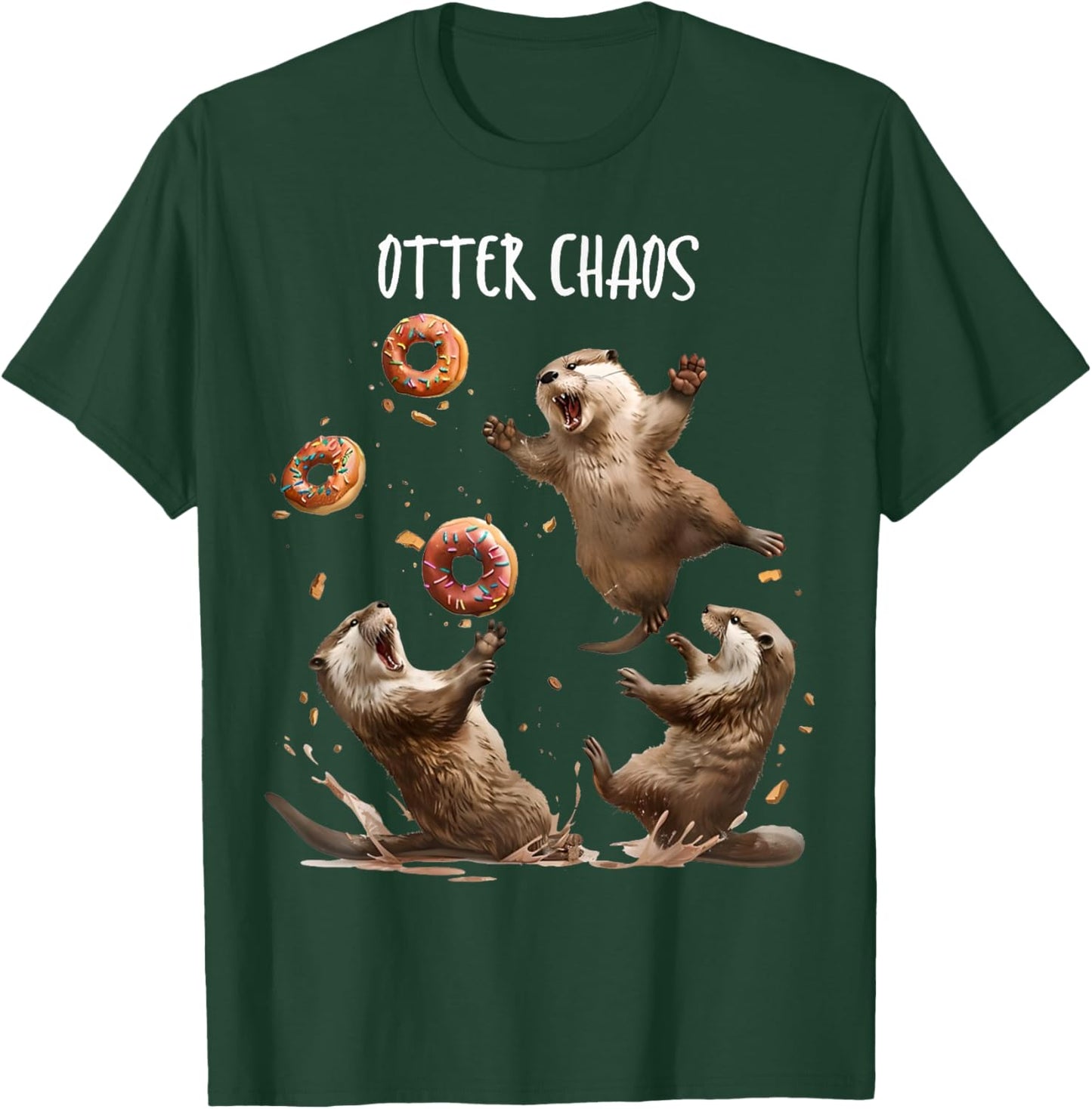 Otter Chaos Funny Bagel Fighting Sea Otters Pun Animal Lover T-Shirt - T-Shirt | Forest
