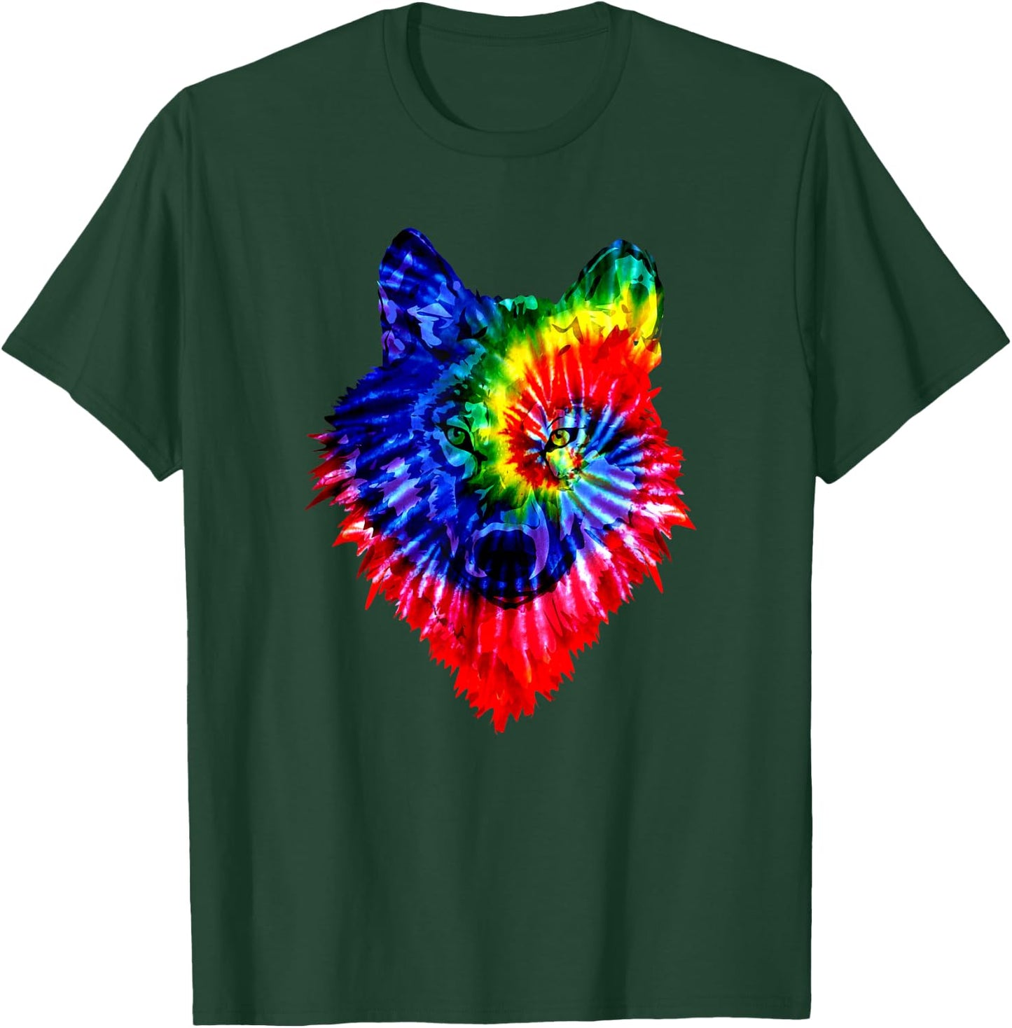Tie Dye Wolf Wild Animal Wolves Colourful Fun Wildlife T-Shirt - T-Shirt | Forest