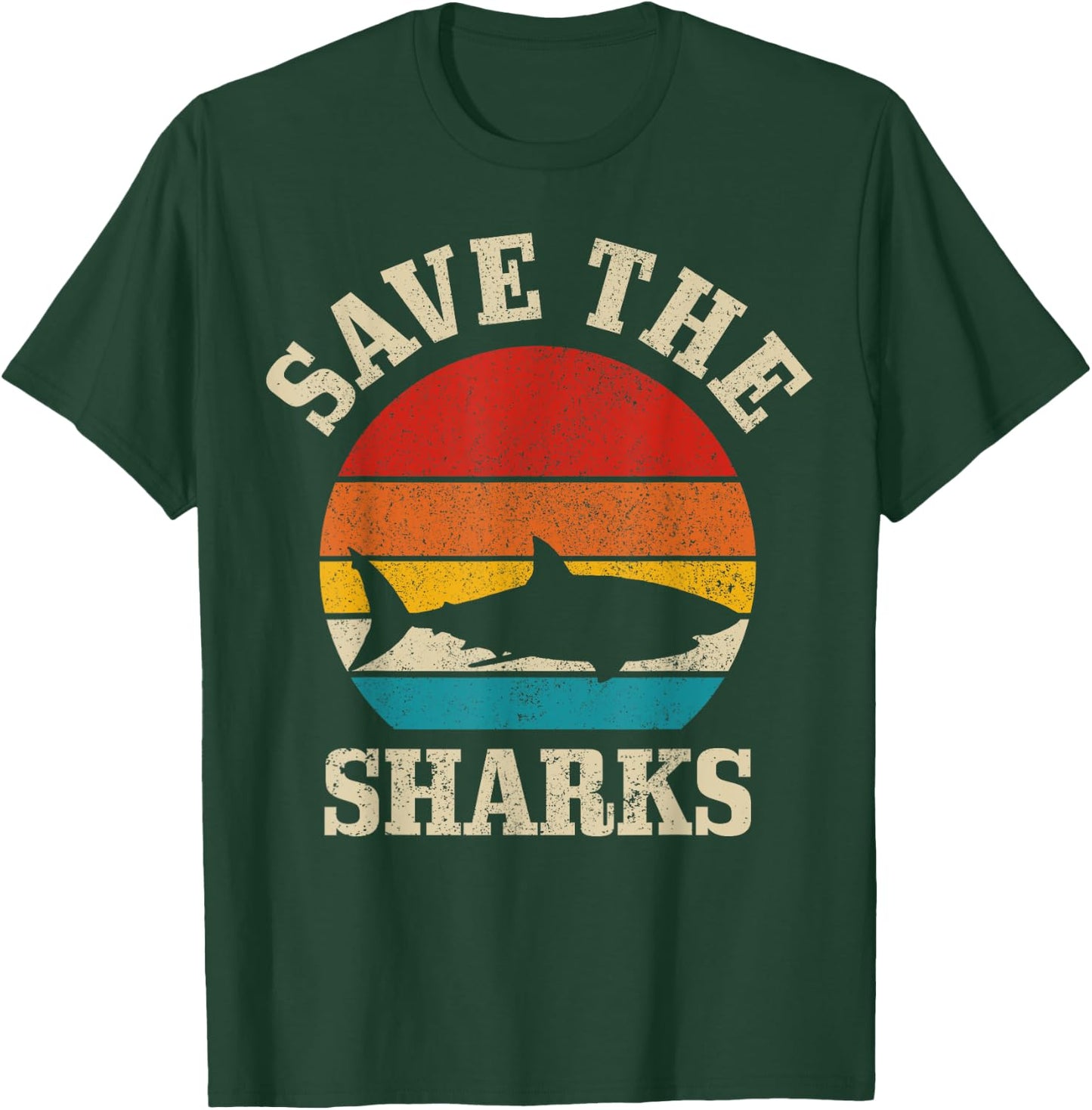 Save The Sharks Vintage Shark Marine Ocean Protection T-Shirt - T-Shirt | Forest