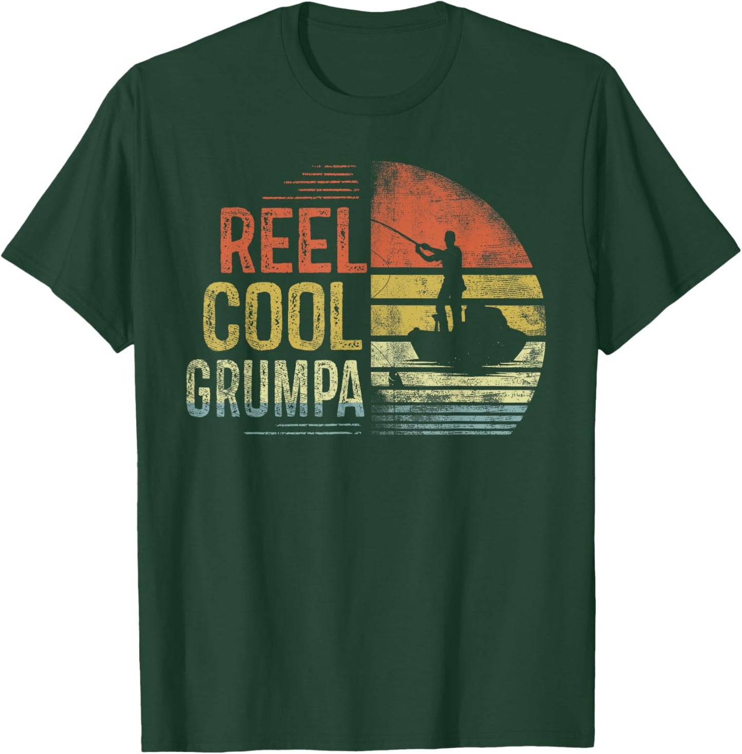 Reel Cool Grumpa Fishing Gifts Grumpa Birthday Vintage , Small, Black T-Shirt - T-Shirt | Forest