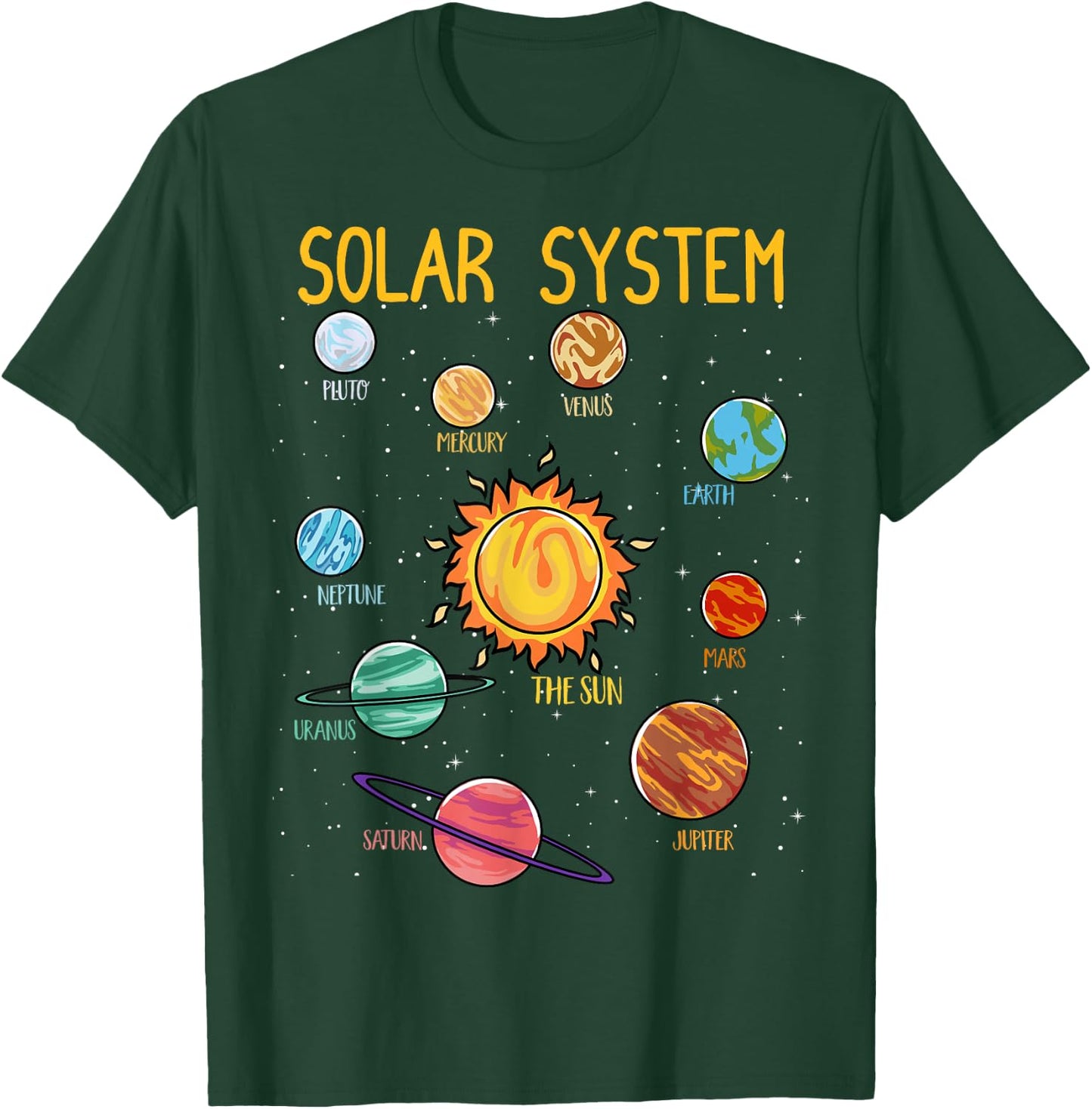 Solar System Planets Science Space Boys Girls STEM Kids T-Shirt - T-Shirt | Forest