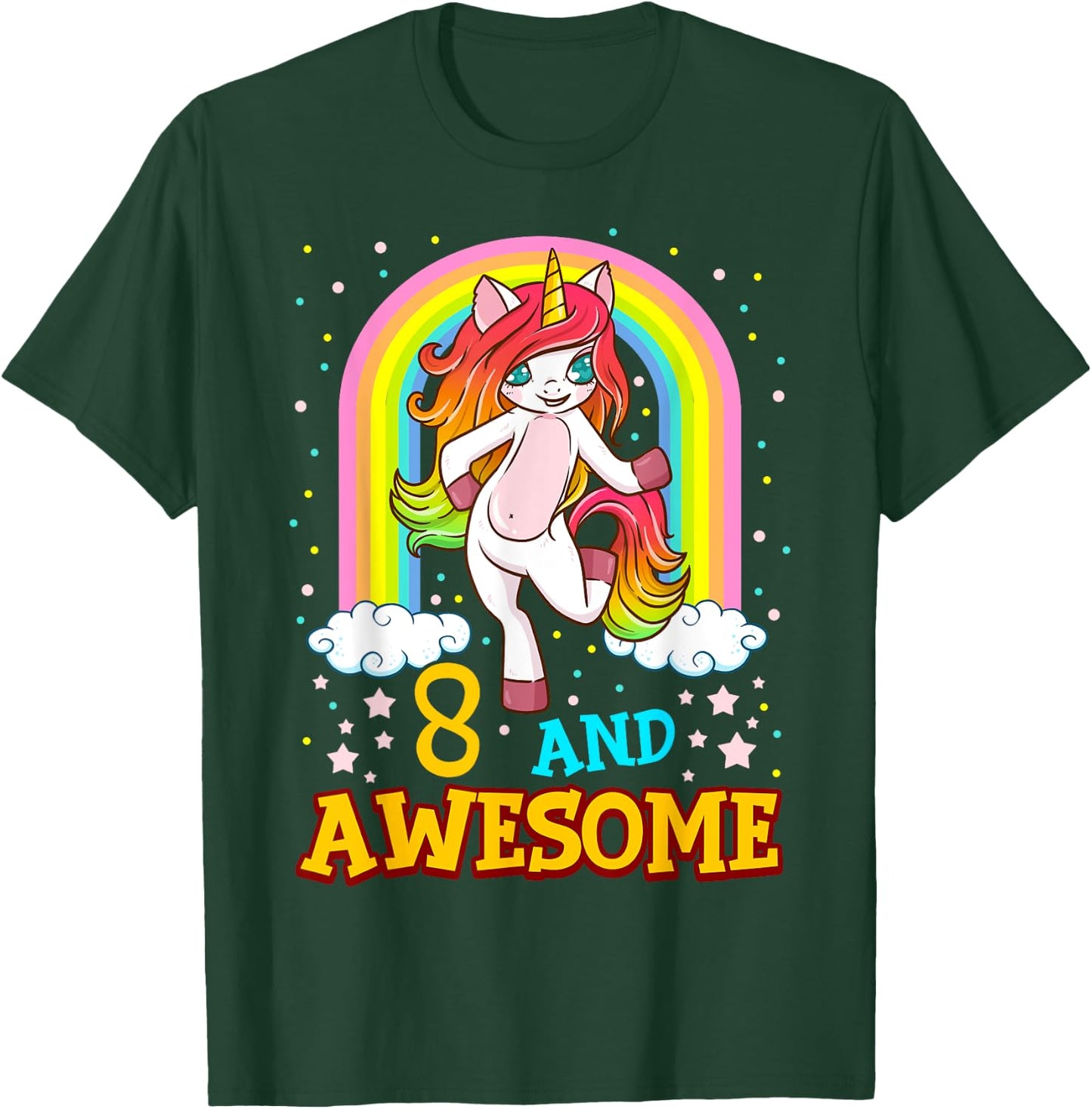 Girls 8th Birthday Unicorn Gift 8 Year Old Party T-Shirt - T-Shirt | Forest