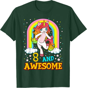 Girls 8th Birthday Unicorn Gift 8 Year Old Party T-Shirt - T-Shirt | Forest