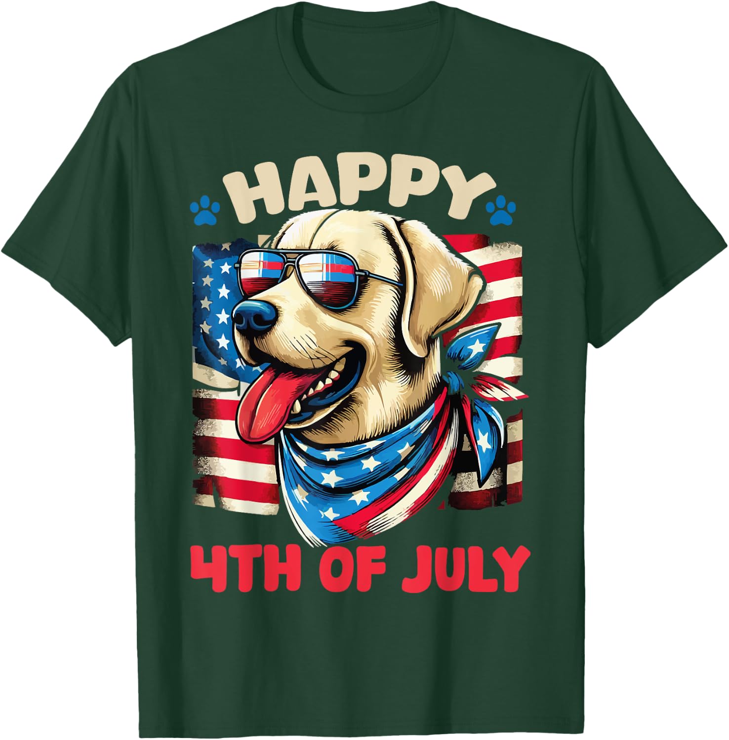 4th of July Patriotic American Labrador Retriever USA Flag Kids Men T-Shirt - T-Shirt | Forest