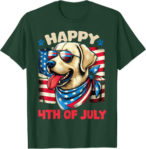 4th of July Patriotic American Labrador Retriever USA Flag Kids Men T-Shirt - T-Shirt | Forest