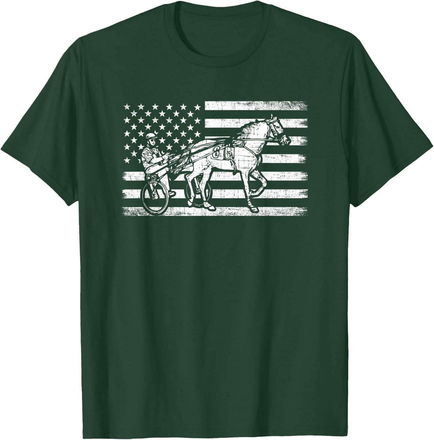 Harness racing american flag, horse harness racing T-Shirt - T-Shirt | Forest