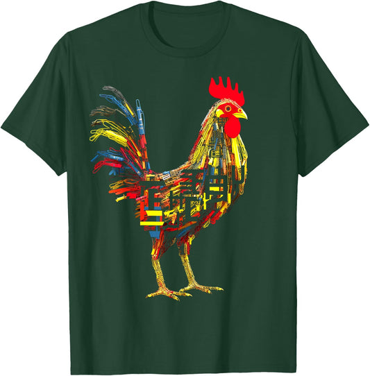 Chicken Text Abstract Animal Art Graphic Chicken T-Shirt - T-Shirt | Forest