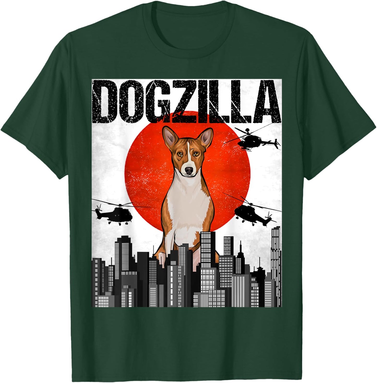 Funny Vintage Japanese Dogzilla Basenji T-Shirt - T-Shirt | Forest