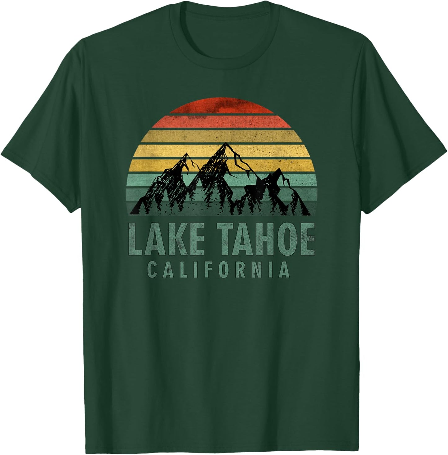Lake Tahoe California Vintage Mountains Hiking Camping T-Shirt - T-Shirt | Forest
