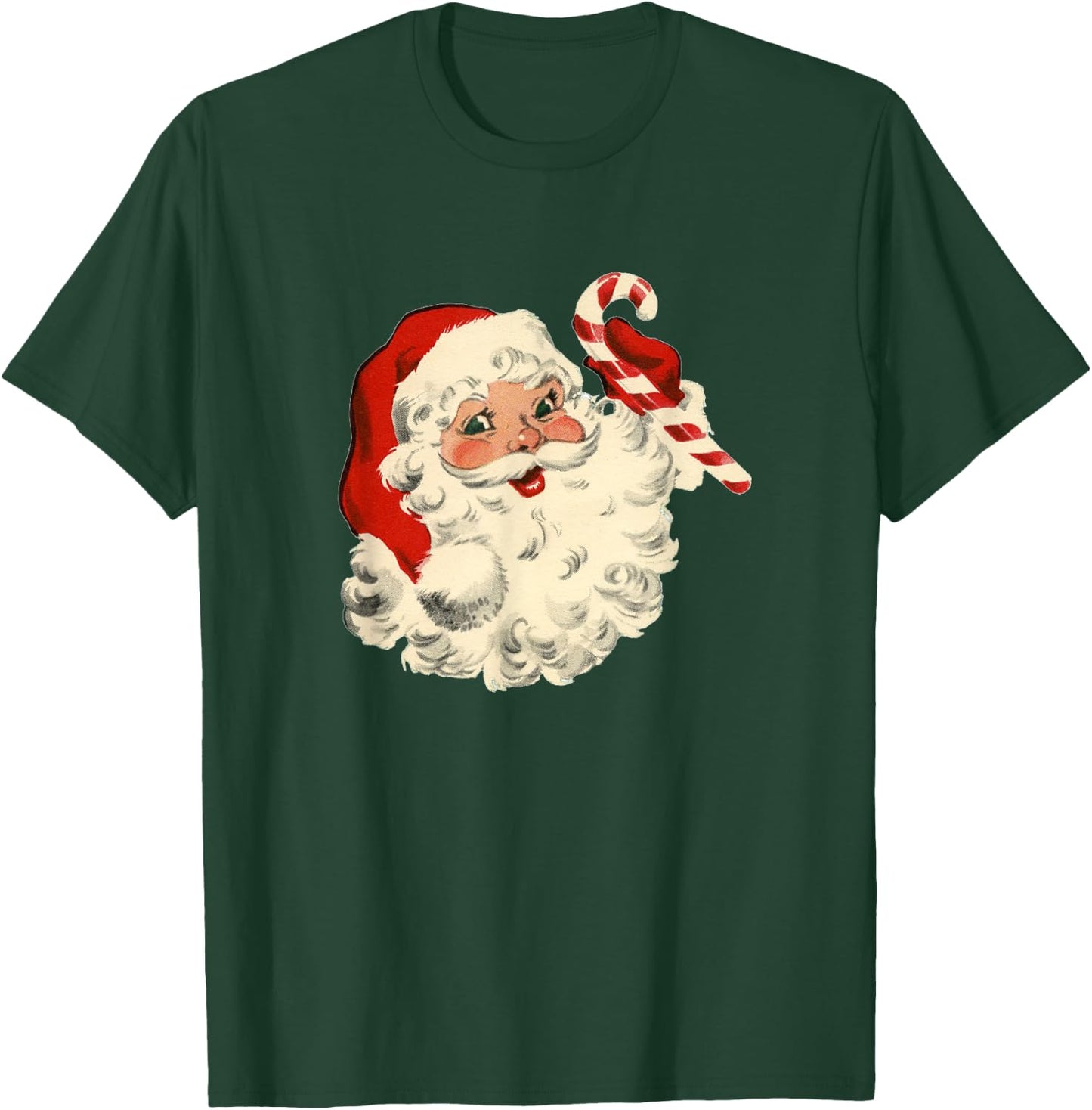 Vintage Retro Santa Claus Candy Cane Christmas Holiday T-Shirt - T-Shirt | Forest