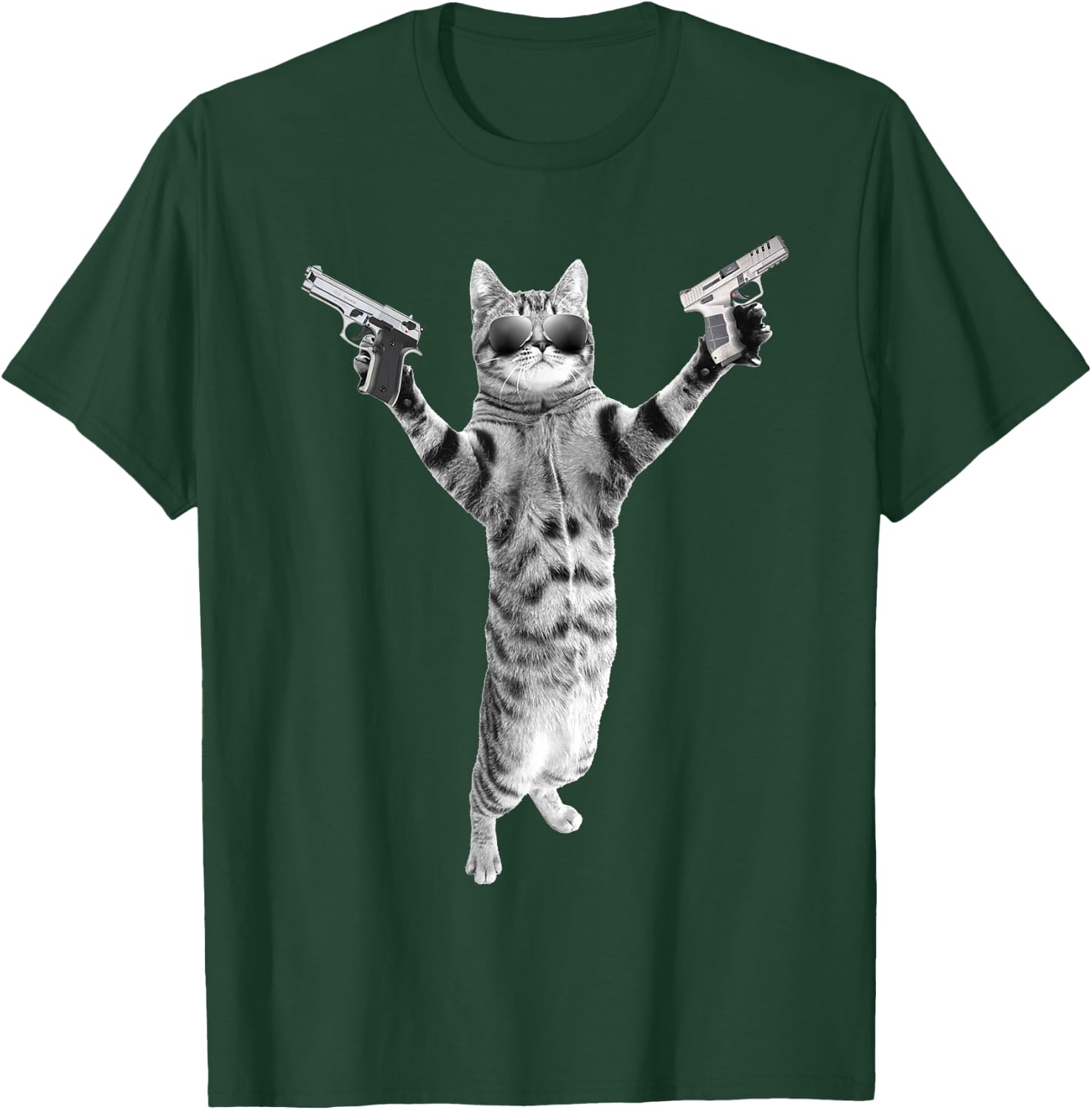 Kitty Cat With Gun-Birthday and Halloween Cat Costume Men Women T-Shirt - T-Shirt | Forest