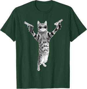 Kitty Cat With Gun-Birthday and Halloween Cat Costume Men Women T-Shirt - T-Shirt | Forest