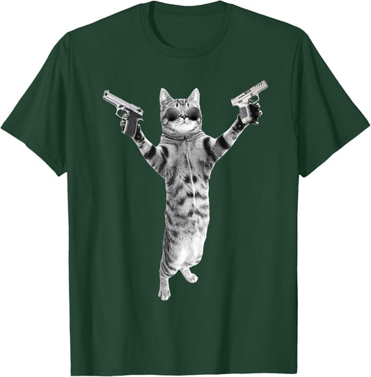 Kitty Cat With Gun-Birthday and Halloween Cat Costume Men Women T-Shirt - T-Shirt | Forest