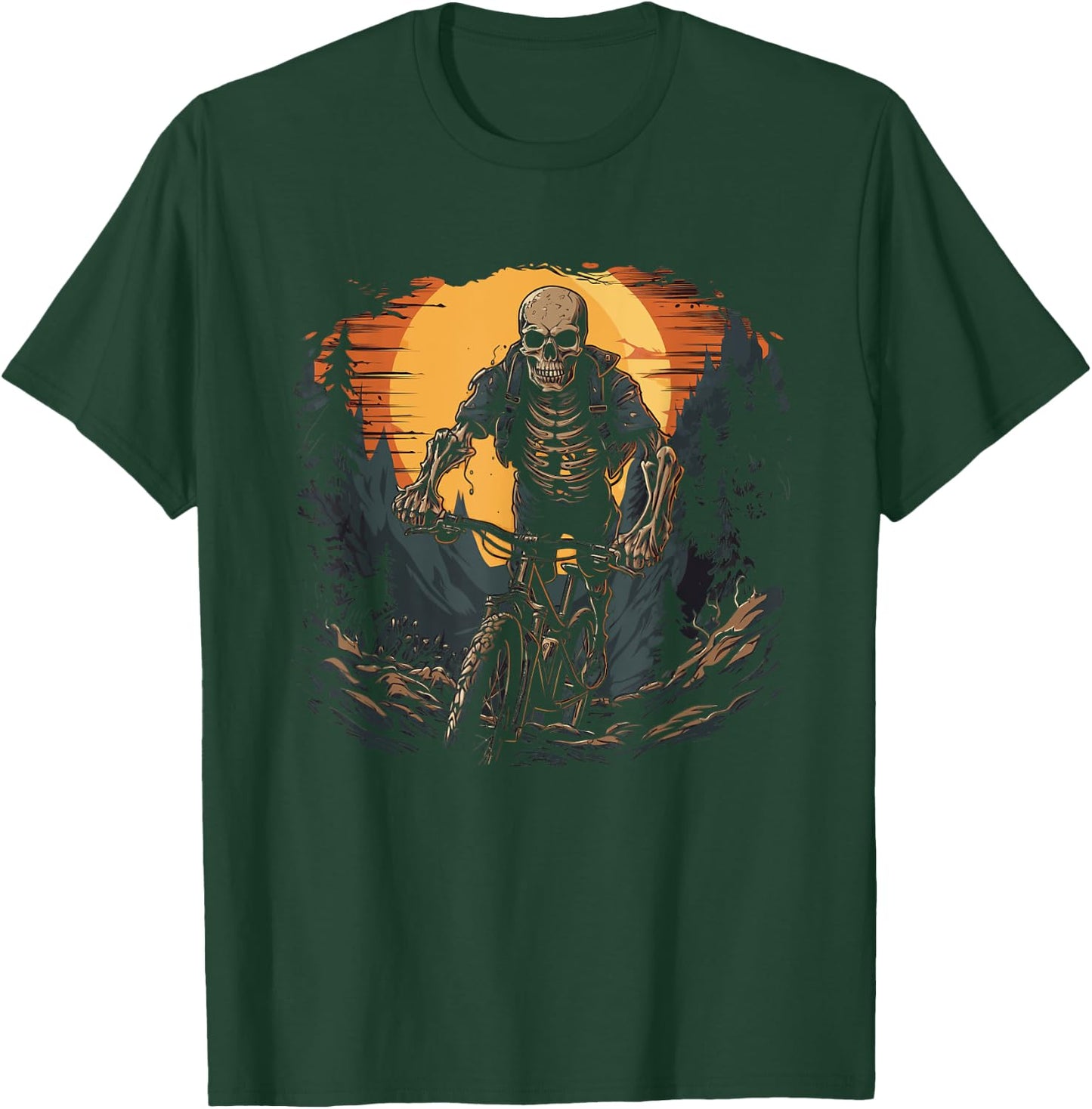 Mountain Bike Skeleton Halloween T-Shirt - T-Shirt | Forest