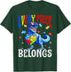 Every Piece Belongs Dinosaur Autism Awareness Puzzle T-Shirt - T-Shirt | Forest