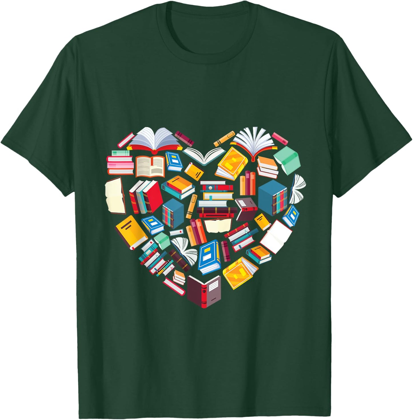 Book Lover Heart Shape Reading Club Librarian Library Gifts T-Shirt - T-Shirt | Forest