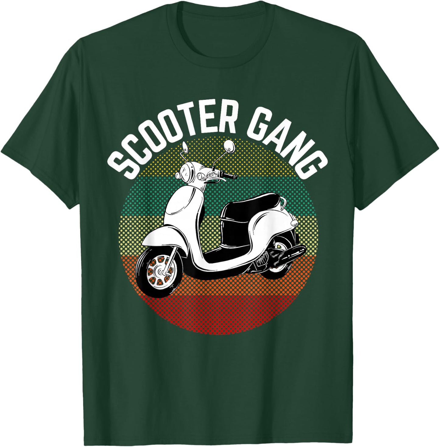Scooter Gang Retro Vintage Moped Motorcycle Gear 2 Wheeler T-Shirt - T-Shirt | Forest