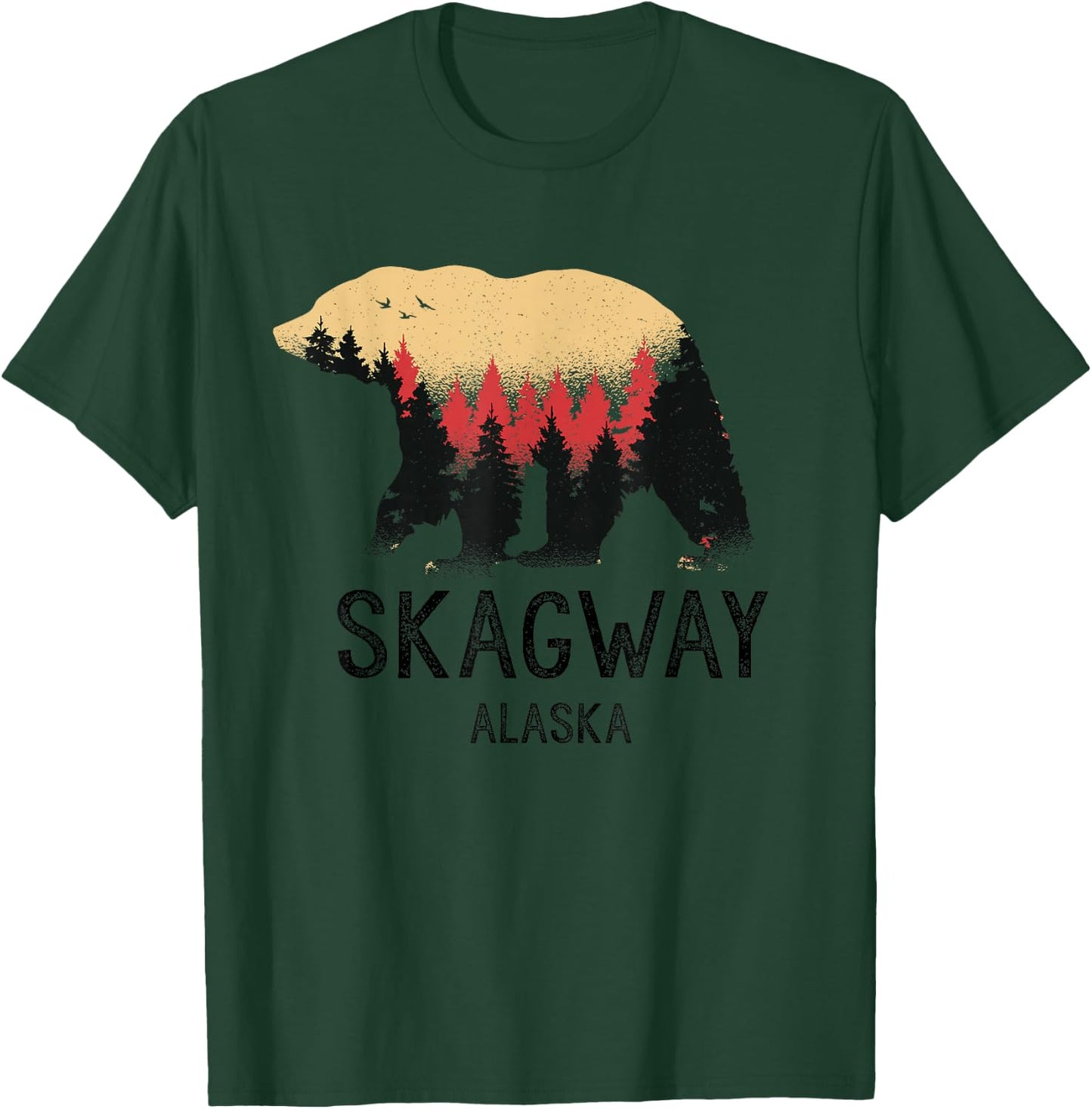 Skagway Alaska Vintage Grizzly Bear Nature Souvenir Gift T-Shirt - T-Shirt | Forest