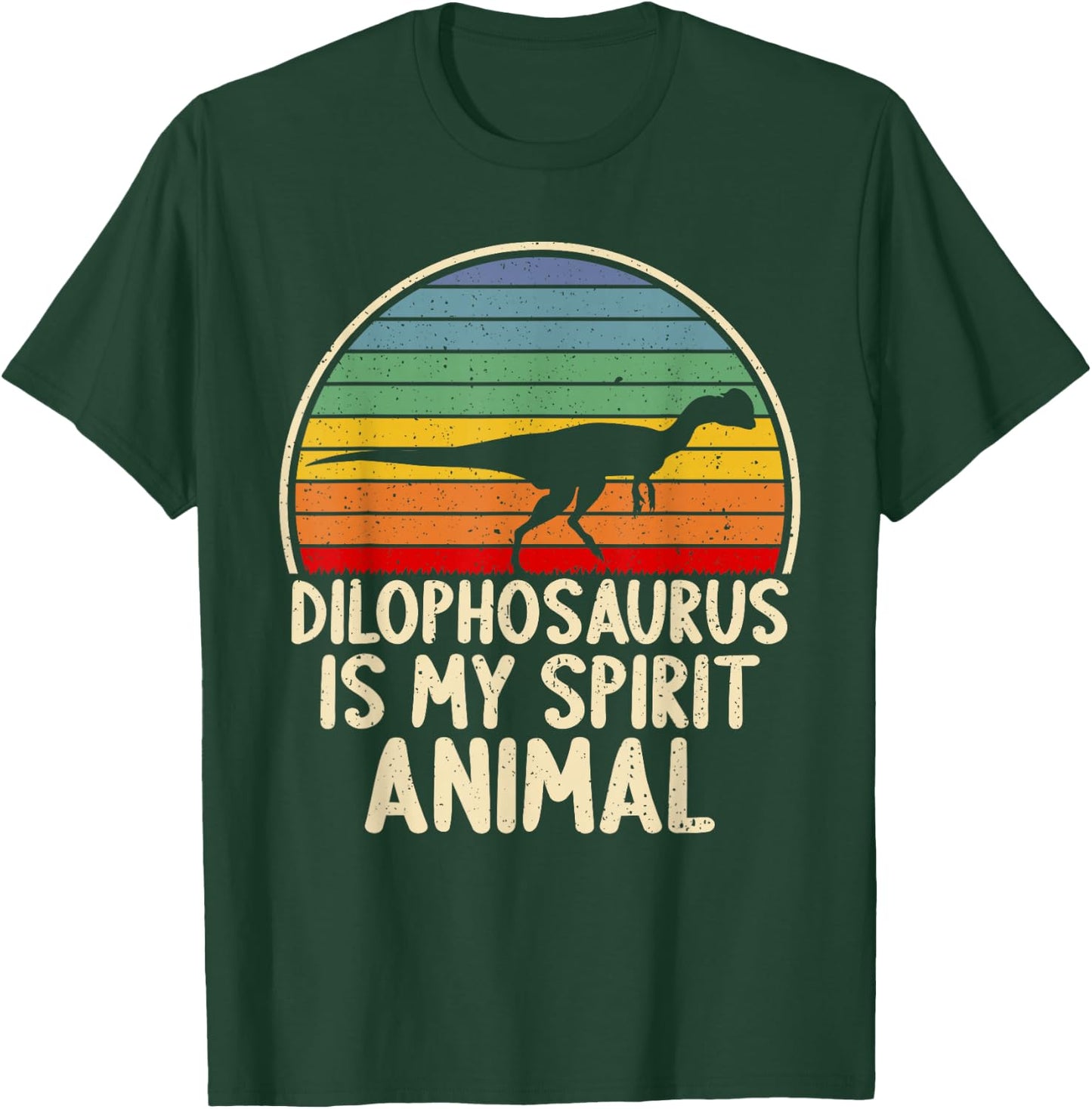 Dilophosaurus My Spirit Animal Dinosaur Lover Vintage Retro T-Shirt - T-Shirt | Forest