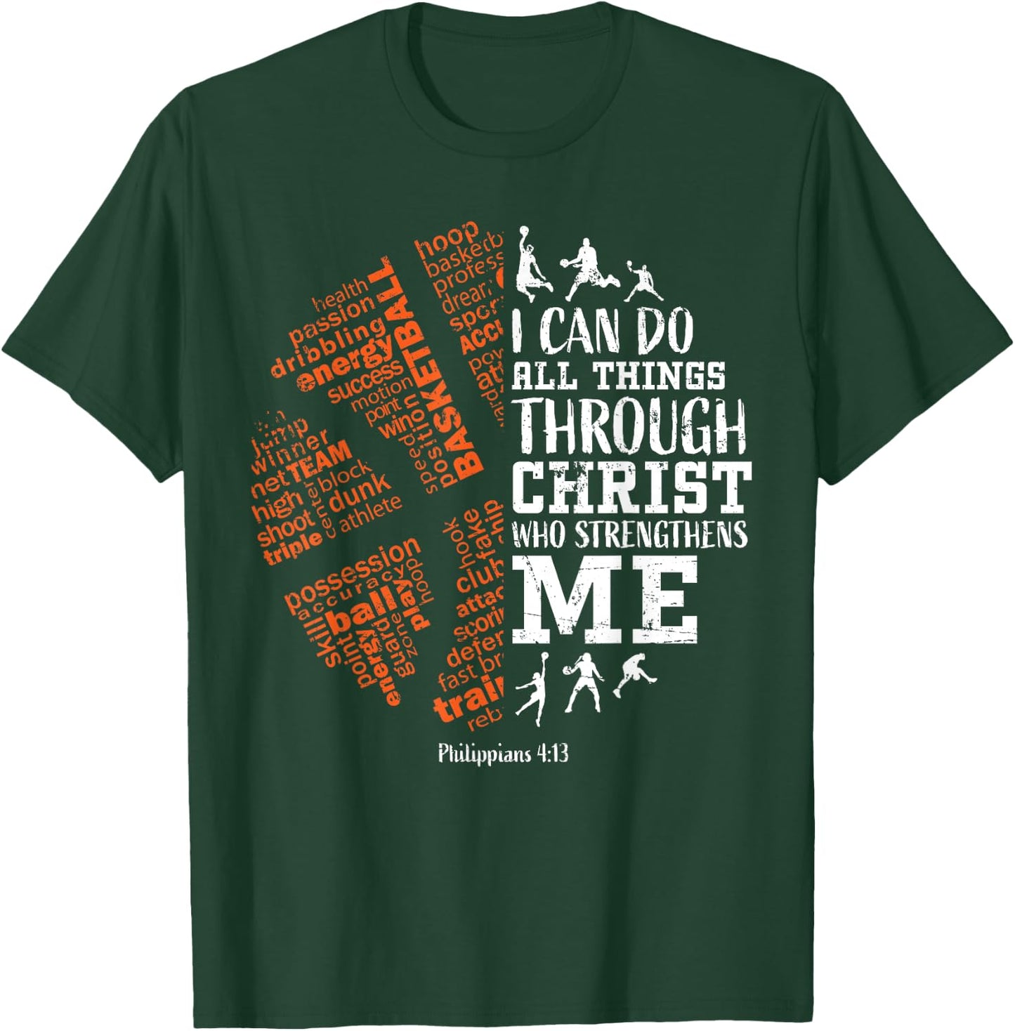 Christian Basketball Bible Verses Men Women Gifts T-Shirt - T-Shirt | Forest