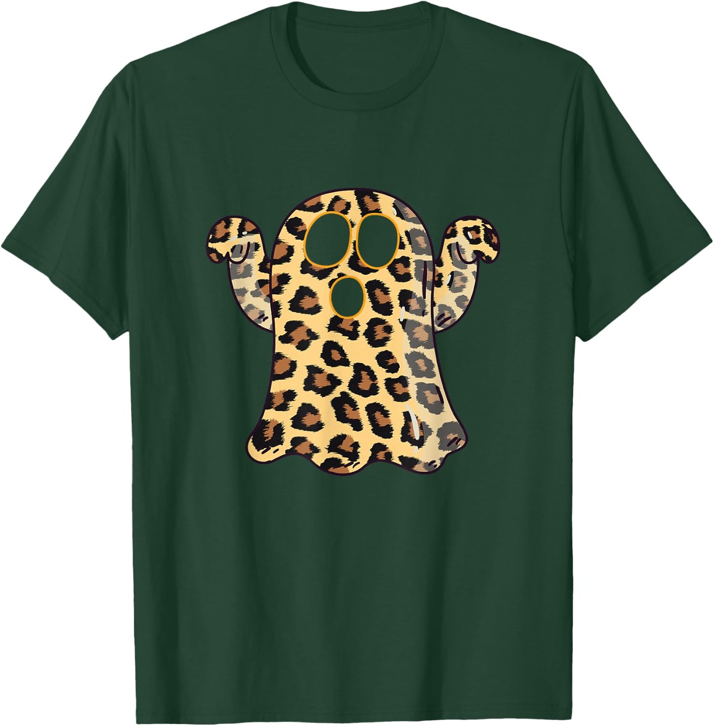 Ghost Boo Leopard Print Halloween Women Girls boys Kids T-Shirt - T-Shirt | Forest