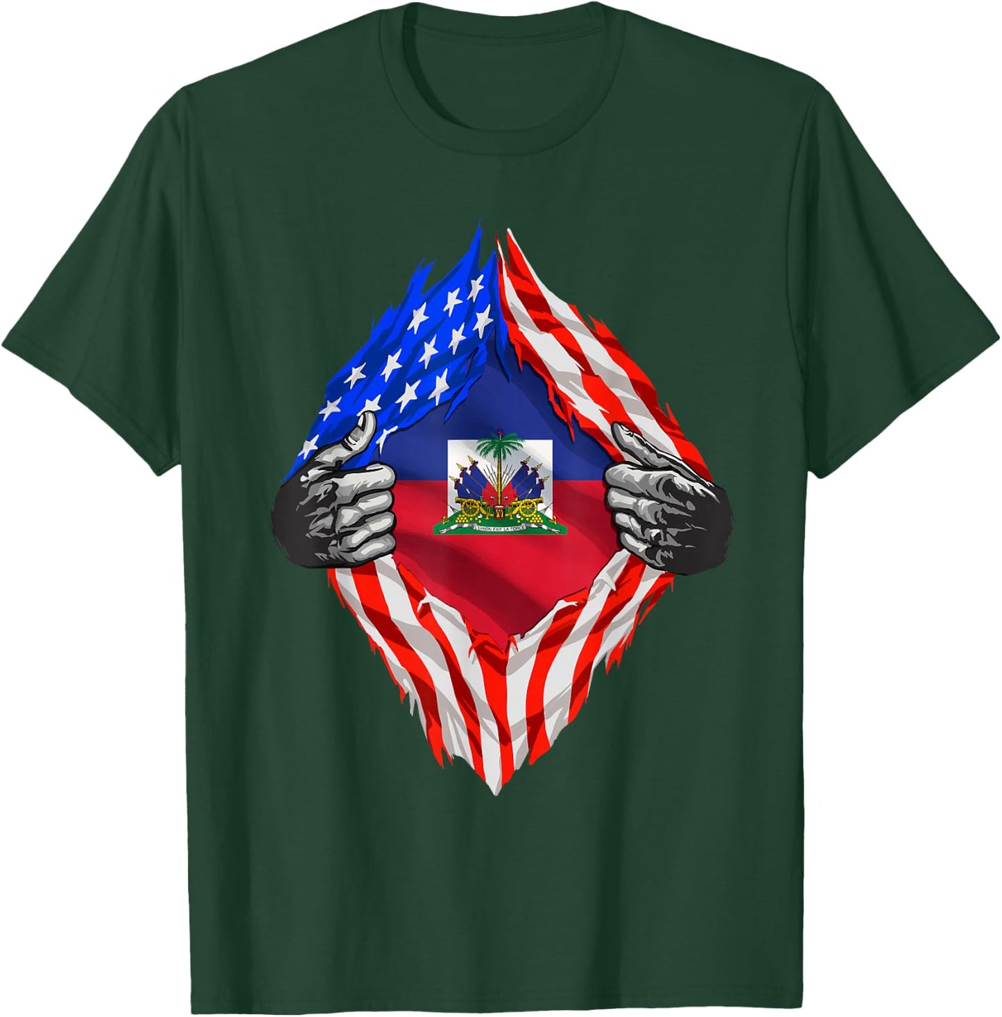 Haiti Shirt American Haitian Flag Day Shirt Haiti Roots T-Shirt - T-Shirt | Forest