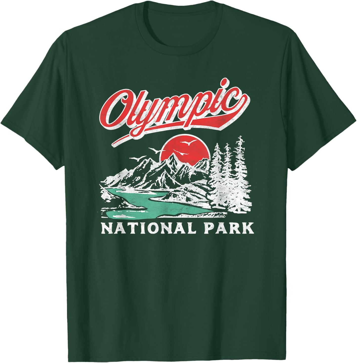 Olympic National Park Retro 80s Mountains Graphic T-Shirt - T-Shirt | Forest