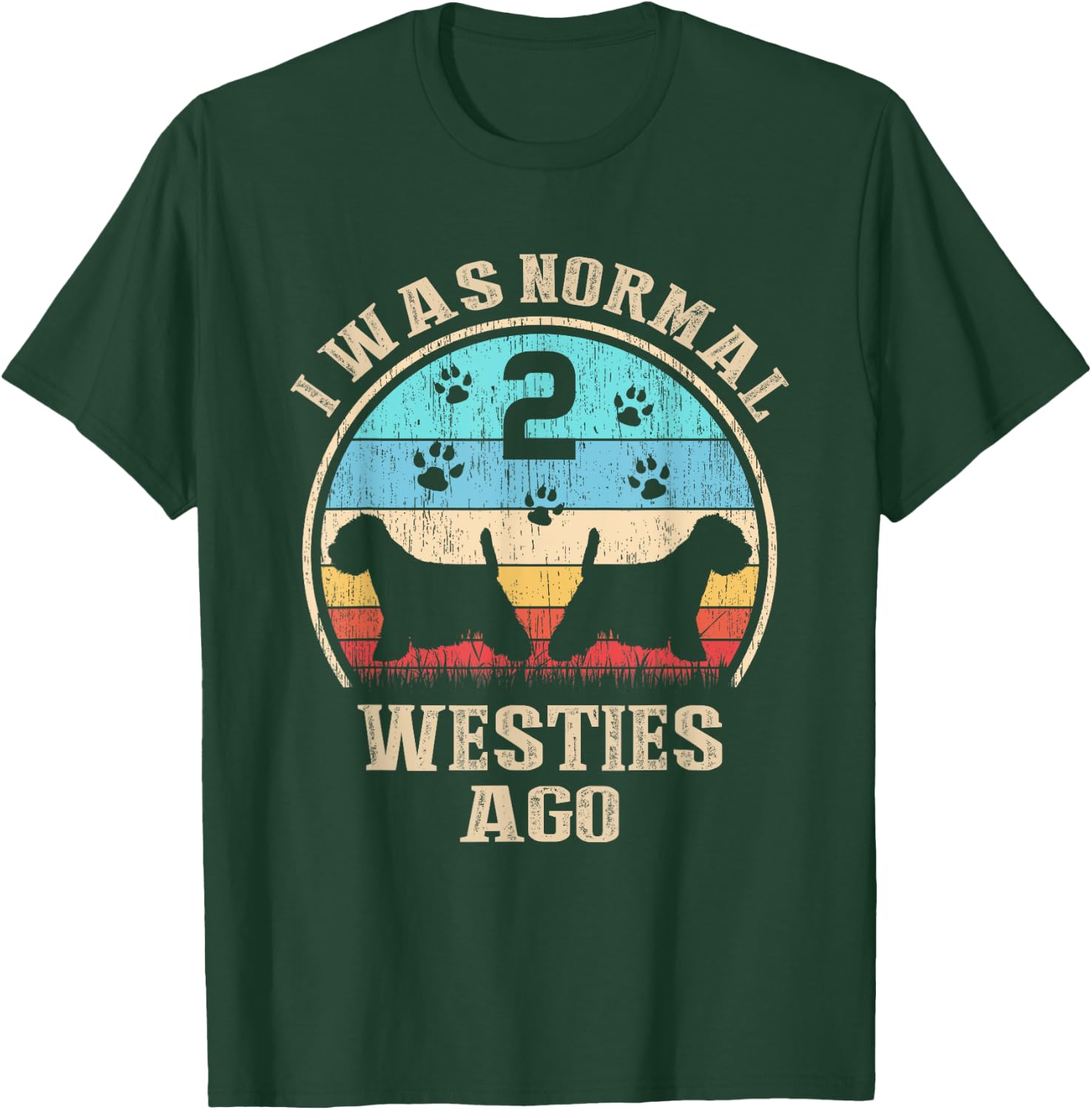 I Was Normal 2 Two Westies Dogs Ago - Funny Dog Moms Dads Women Kids T-Shirt - T-Shirt | Forest