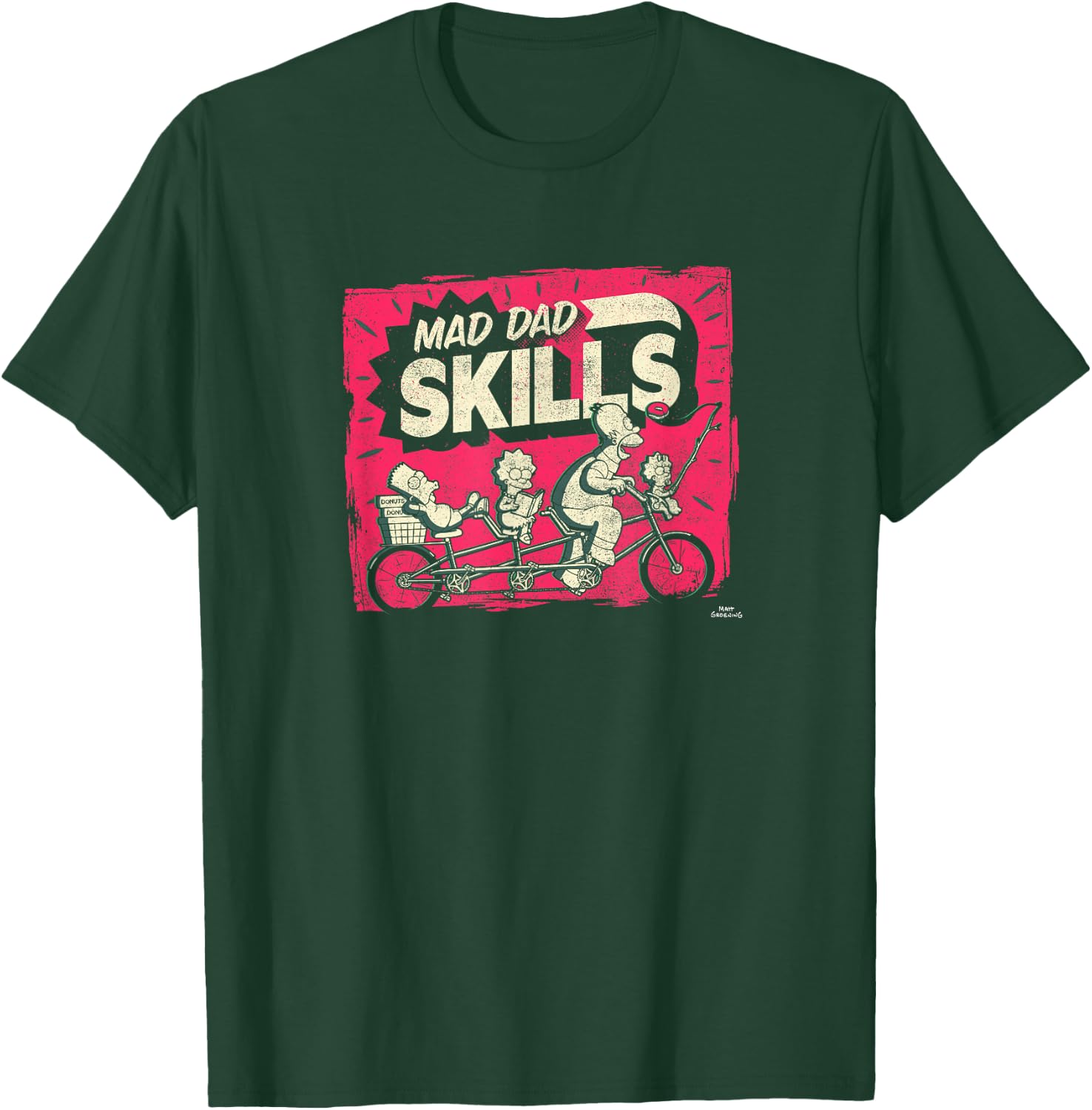 The Simpsons Mad Dad Skills Family Tandem Bike Ride T-Shirt - T-Shirt | Forest