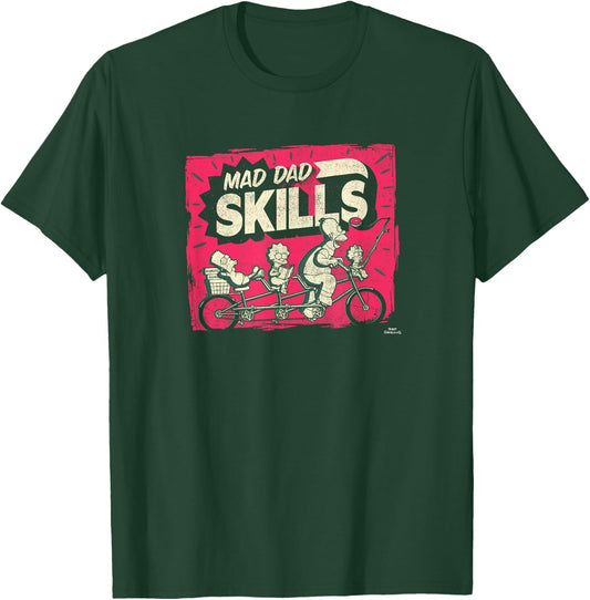 The Simpsons Mad Dad Skills Family Tandem Bike Ride T-Shirt - T-Shirt | Forest