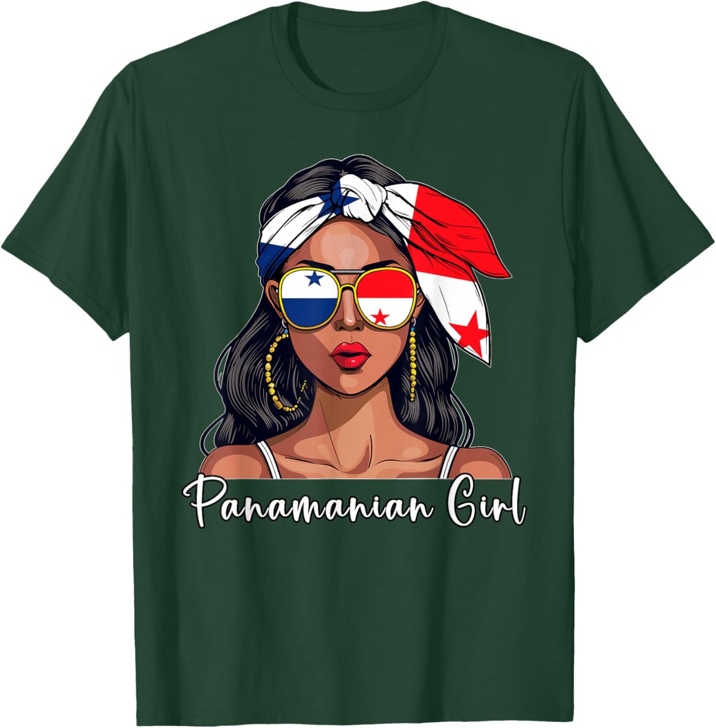 Panamanian Souvenirs Products Woman Flag Girl Panama T-Shirt - T-Shirt | Forest