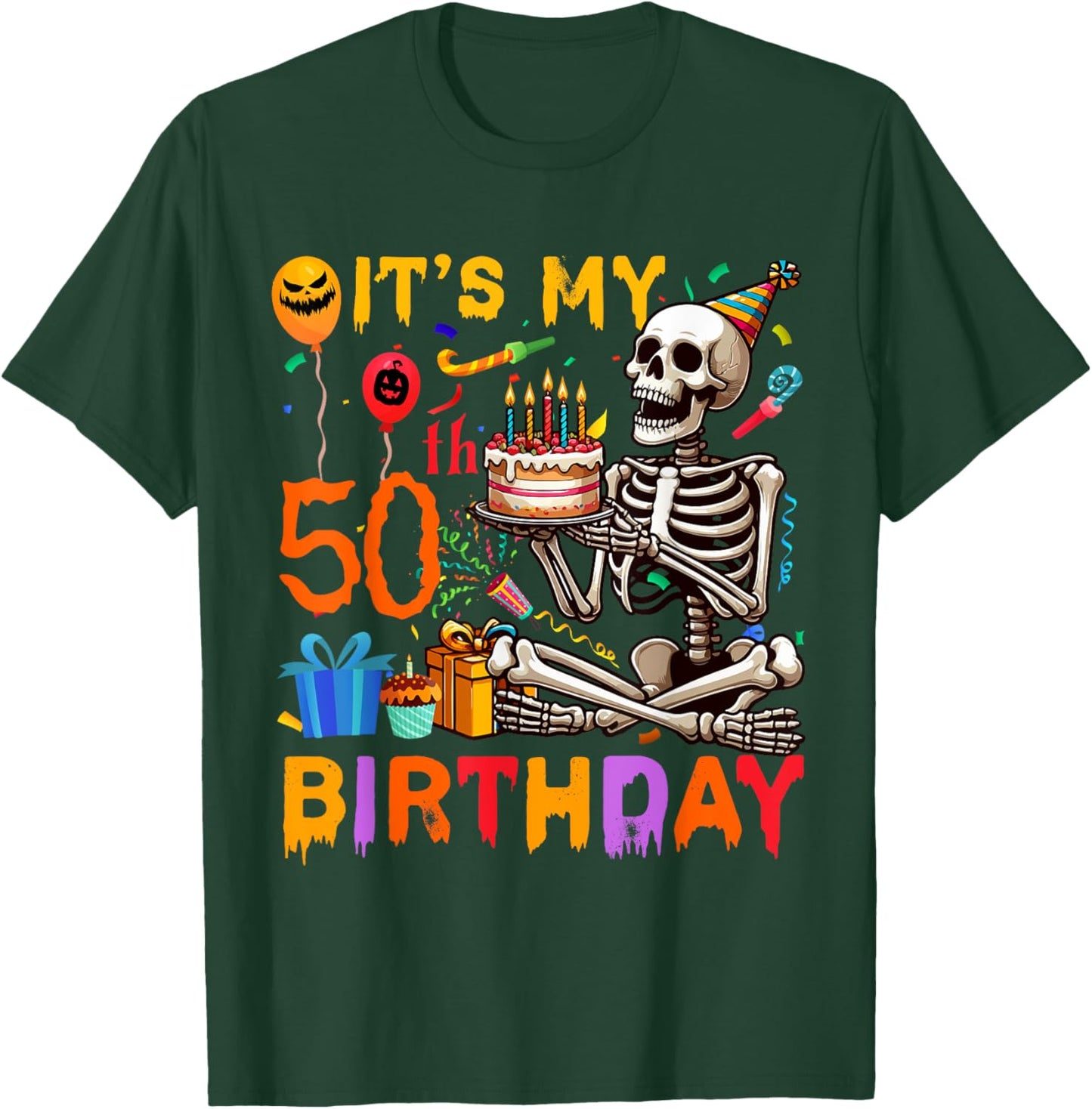 It's My 50th Birthday Halloween Skeleton Matching Party T-Shirt - T-Shirt | Forest