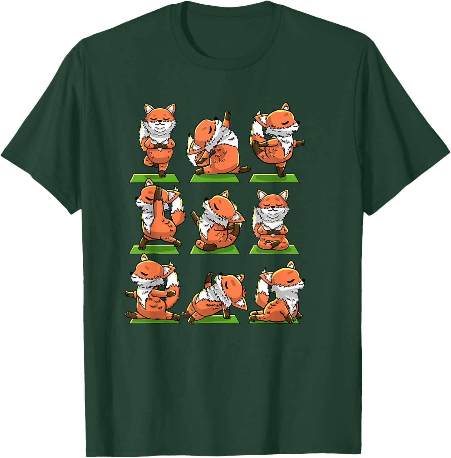 Yoga Foxes Pose Funny Meditation Exercise Animal Lover Gift T-Shirt - T-Shirt | Forest
