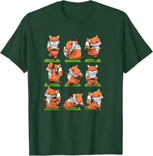 Yoga Foxes Pose Funny Meditation Exercise Animal Lover Gift T-Shirt - T-Shirt | Forest